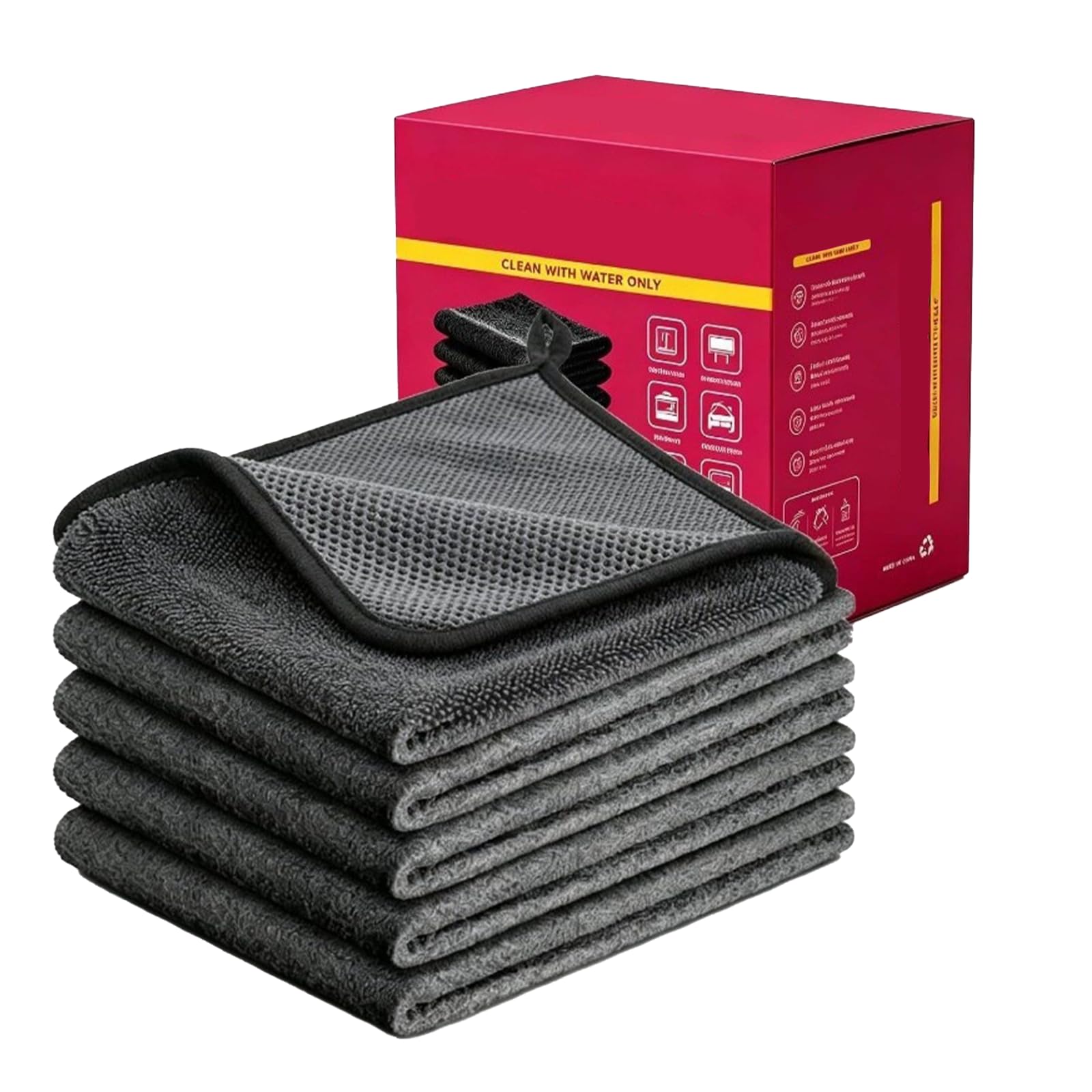 Verdicktes Magisches Reinigungstuch, Wiederverwendbares Mikrofasertuch, Magic Cleaning Cloth, Verdickt Putzlappen für Fenster, Edelstahl & Dusche, Autos，15 Stück