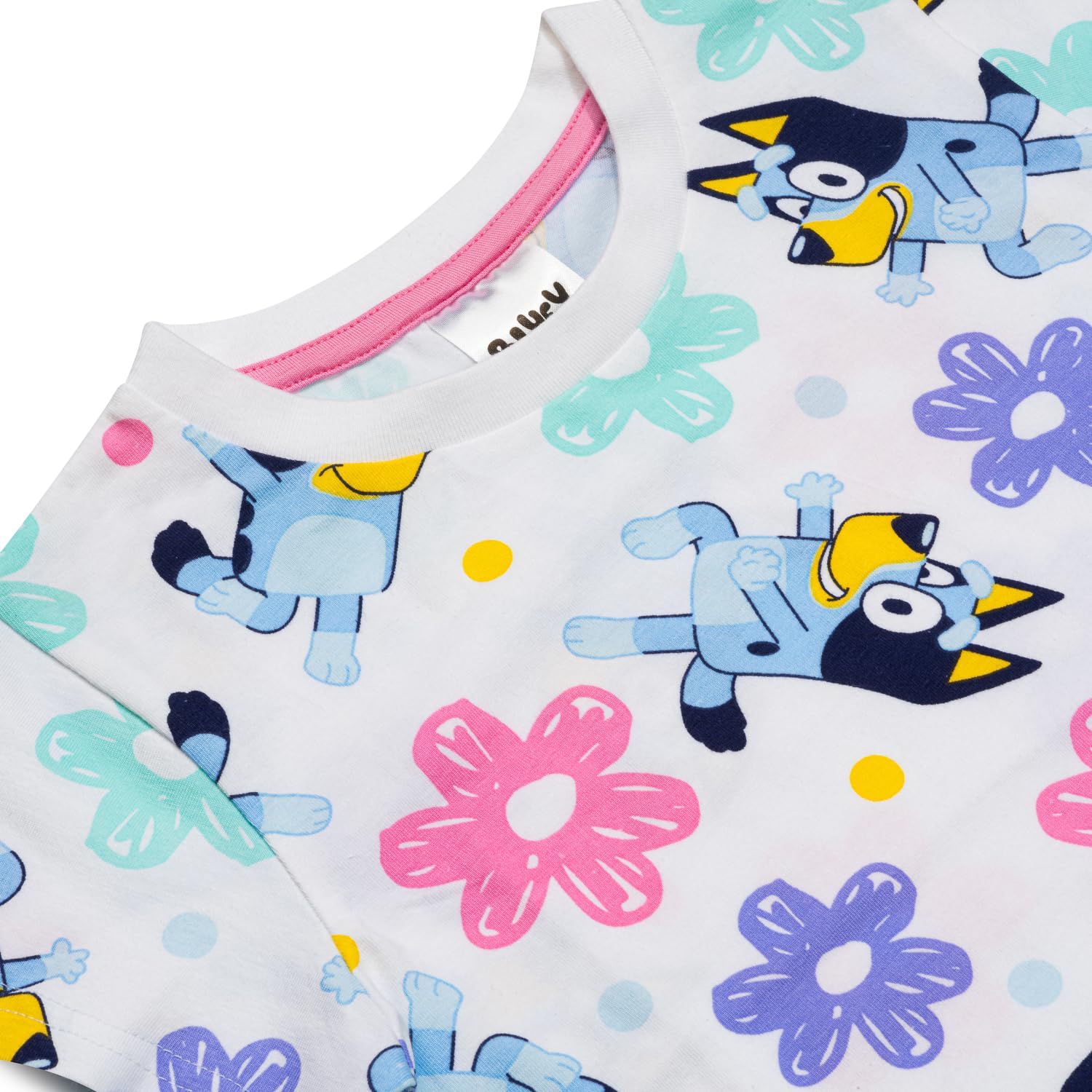 Bluey Conjunto de vestido y camiseta para niñas Rosa con bolsillos Algodón suave