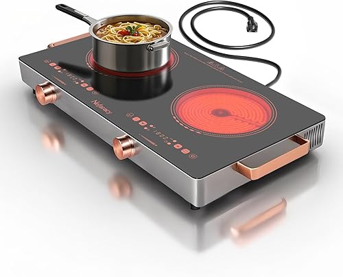 Miniatura 8 de Estufa eléctrica de un solo quemador de 110 V, estufa eléctrica portátil de 1800 W, quemador eléctrico portátil con asa, control táctil y control de