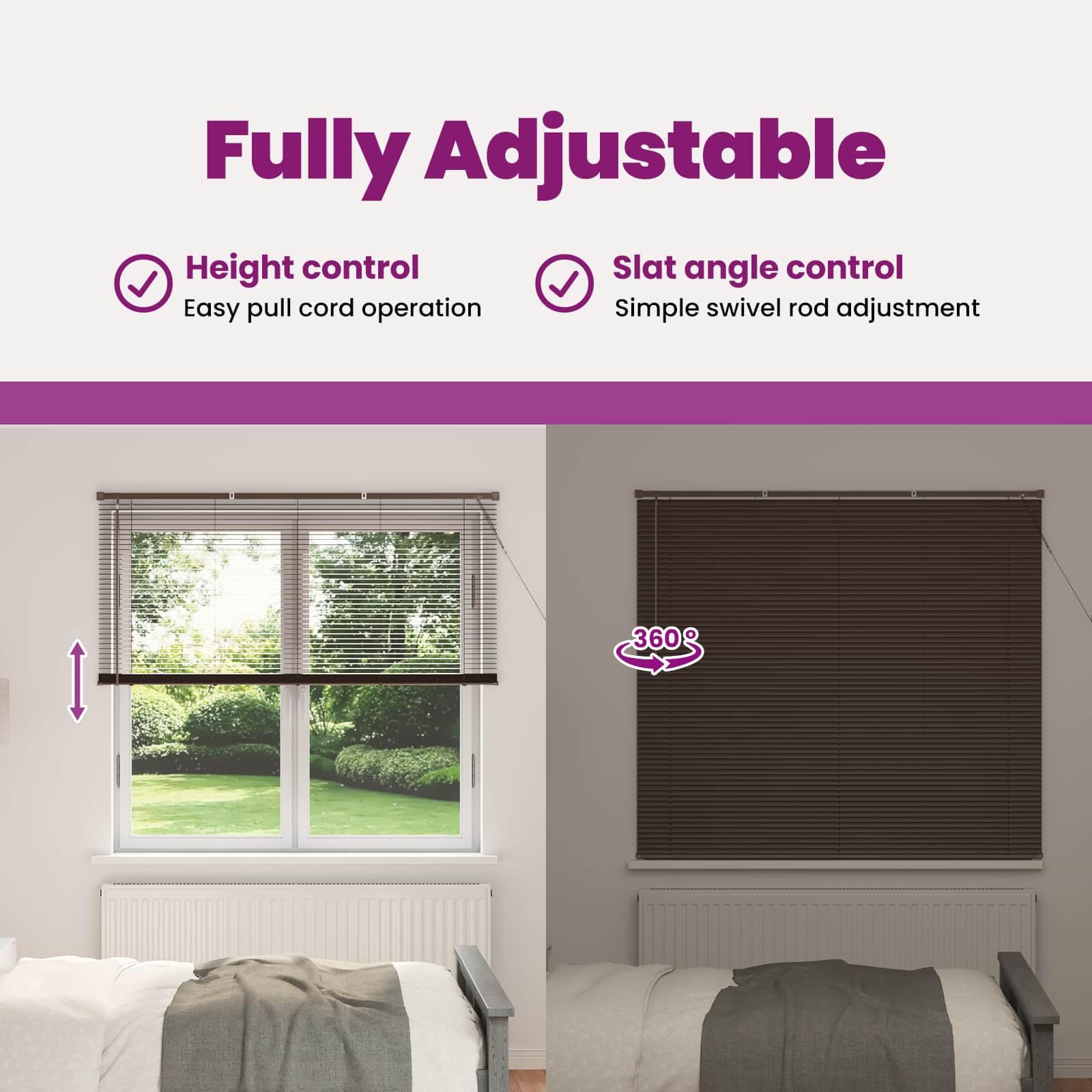 vidaXL Persiana Veneciana Marrón Oscuro con Patrón 150 x 140 cm PVC, Persiana Veneciana Moderna y Resistente para Oficina en casa, filtra luz, Protege privacidad, Uso Interior