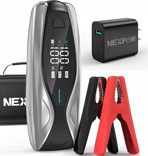 NEXPOW X7 Arrancador de coche + cargador adaptador de corriente USB-C de 18 W, paquete de batería de arranque de pico de 3000 A para motores de