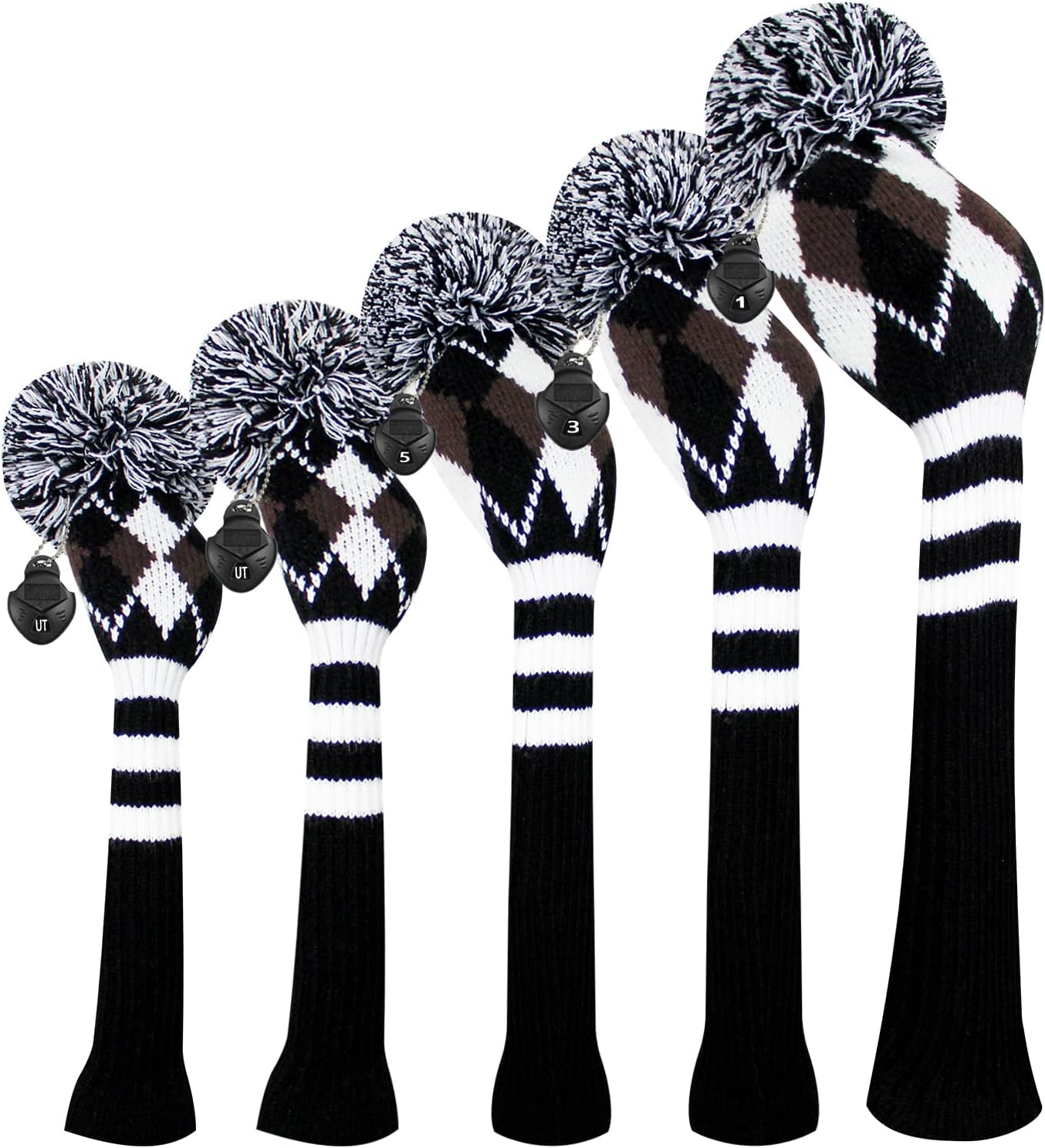 Scott Edward Knit Golf Club Cover for Woods and Driver Set of 5 Head Covers Protect Driver Wood