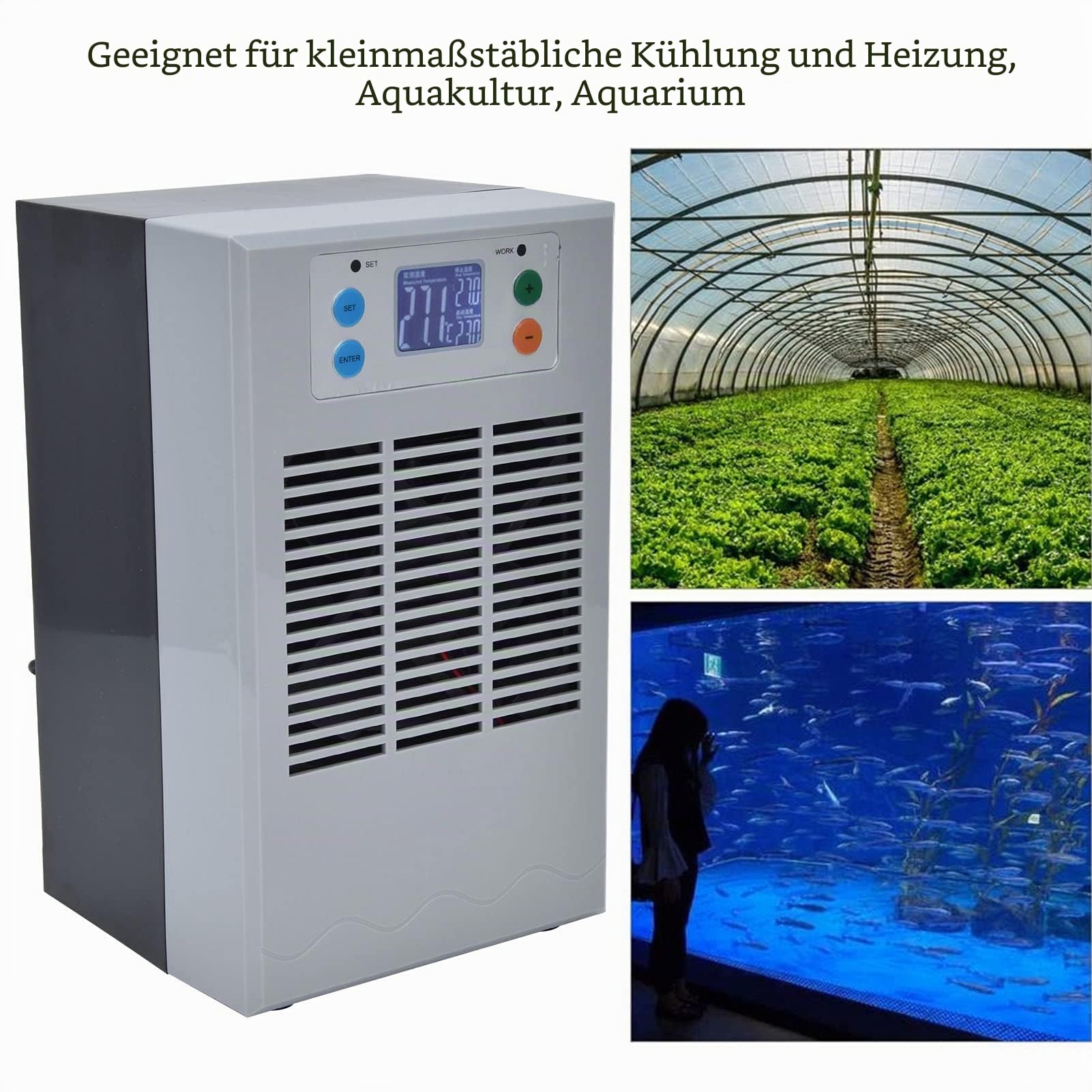 FTVOGUE Elektronischer Wasserkühler ABS Metall Aquarium Digitale Kühlung Heizmaschine 20l 70W StC-200 100-240V Kleine Kühler für Aquakultur Aquarium(EU Plug)