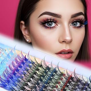 MAYCREATE® Colored Cluster Eyelashes 14-16mm, Multicolor Individual Lash Extensions with Red Blue Purple Green Pink Tips, ... Price In India