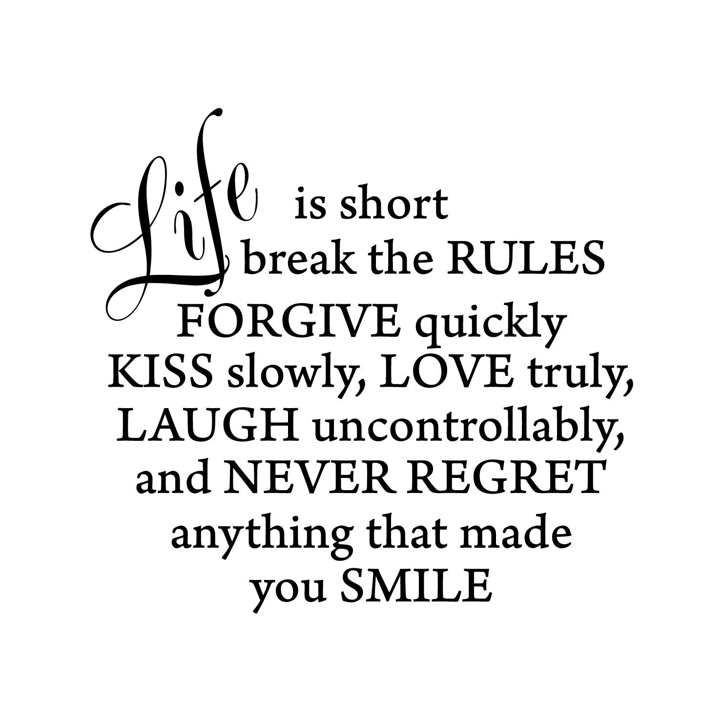 Life Is Short Inspirational Vinyl Wall Quote Words Decal Stickers Home Decor Brown (BROWN, 1)