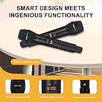 Vista 6 de Sistema de micrófono inalámbrico de 8 canales, juego de micrófono inalámbrico UHF de 500MHz con 8x5 frecuencias, rango de 240 pies, micrófono