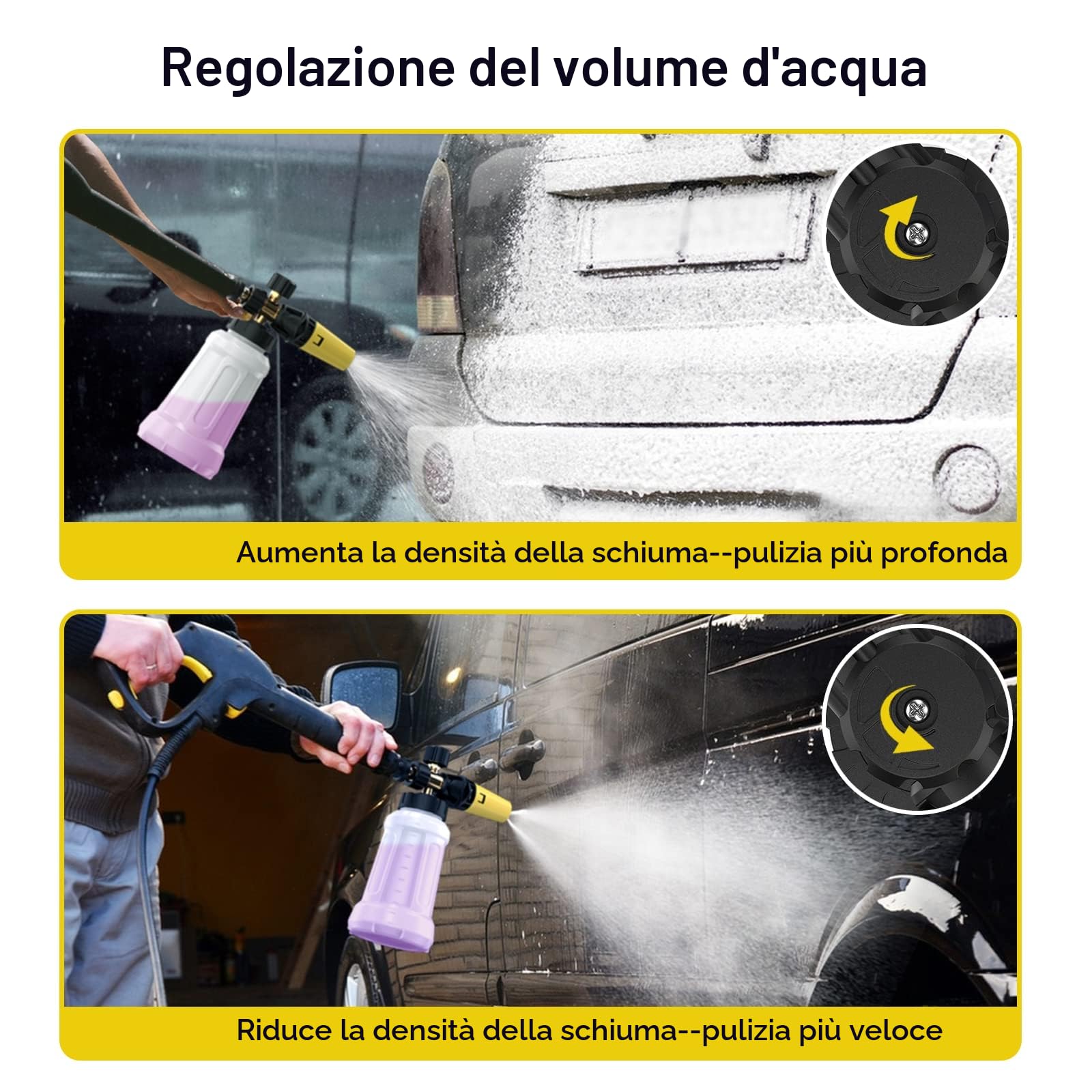 OHAYORI Lancia Schiuma per Idropulitrice Karcher K2 K3 K4 K5 K6 K7, Cannone Schiuma Alta Pressione Regolabile, Accessorio Lavaggio Auto con Ugello e Attacco Migliorato