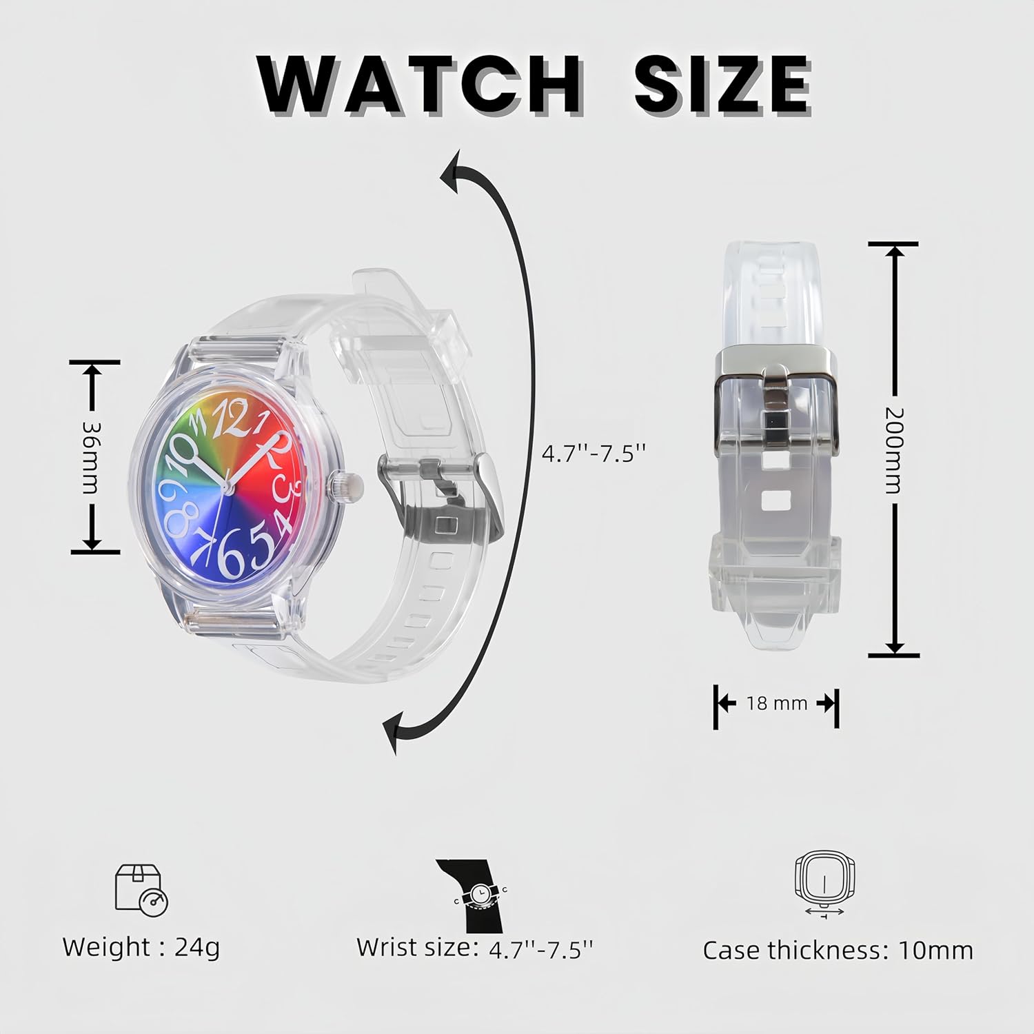 Waterproof Analog Watch for Women with Rainbow Cat-Eye Dial, 36mm Ultra-Lightweight Sport Wristwatch, 3ATM Water Resistant & Easy-Read Numbers for Casual Daily Wear