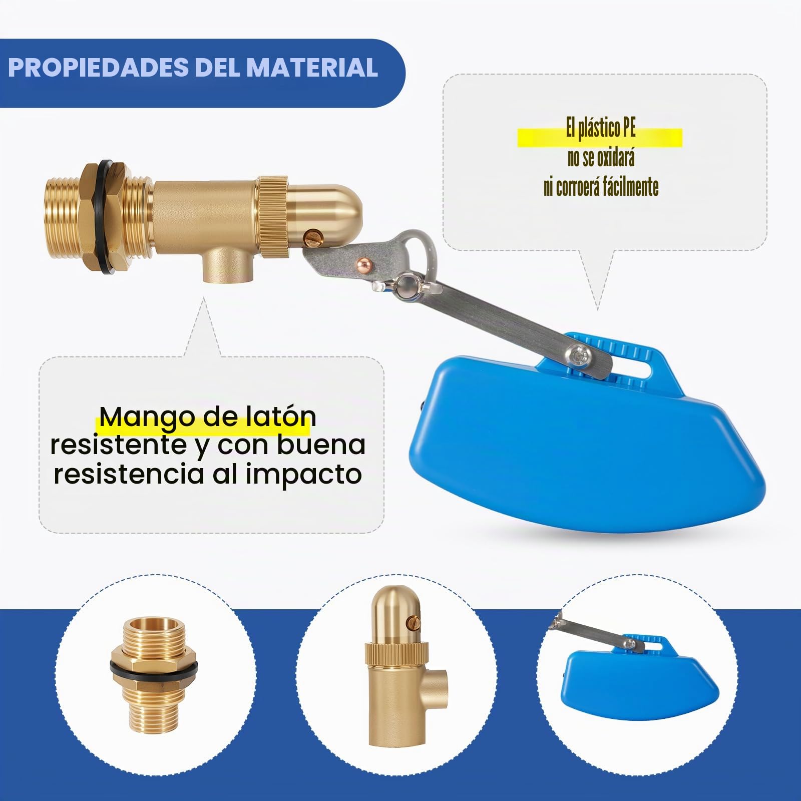 Válvula de Flotador de Latón 3/4 Pulgadas, Regulación Automática de Nivel de Agua para Estanque, Granja, Ganado, Cabras, Caballos y Depósitos de Vehículos, Pack de 2