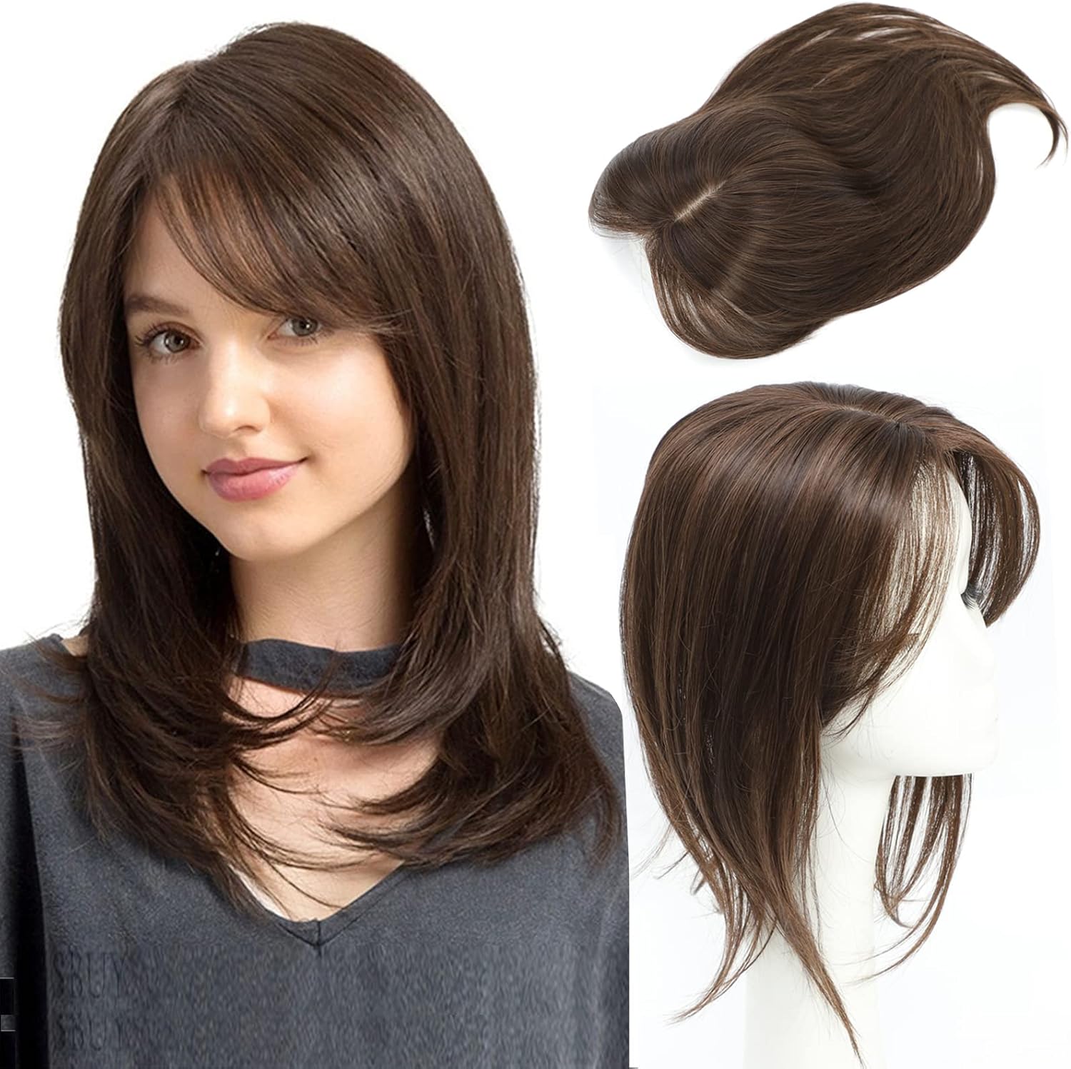Hair Topper for Women 14inch Hair Toppers for Thinning Hair Brown Hair