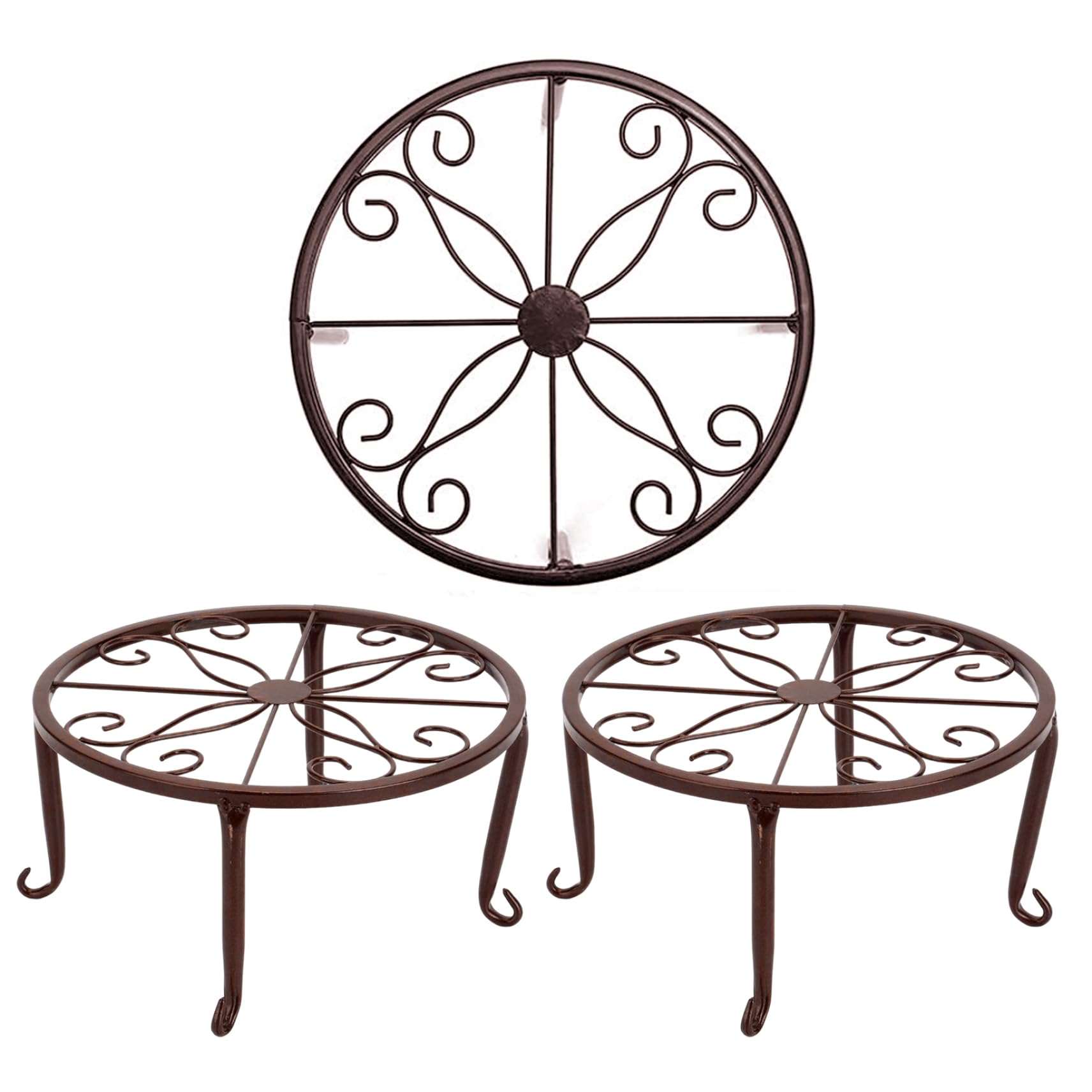 Support de plante en métal de 9.45 pouces lot de 3 bronze pour pot fleur