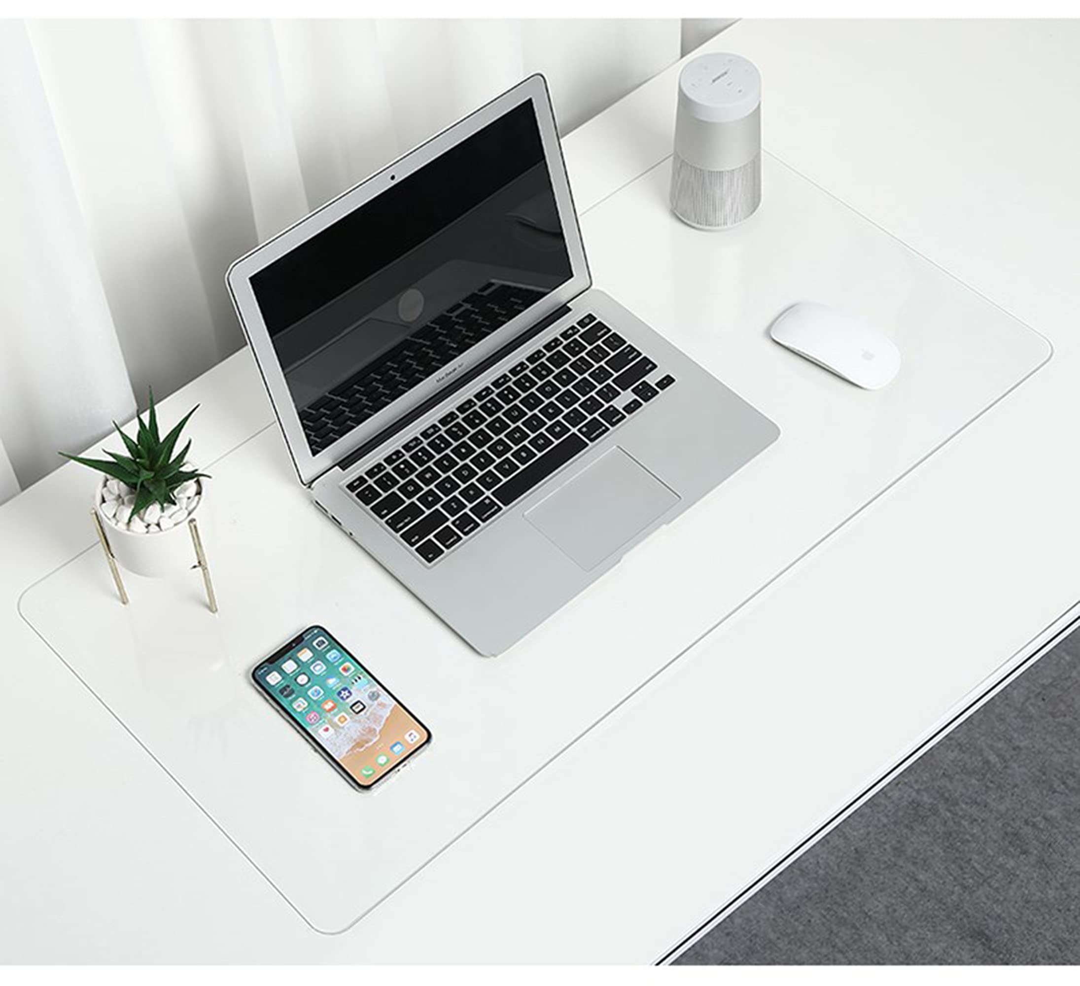 Sous-main de bureau imperméable et transparent en PVC antidérapant - Protection de table résistante à la chaleur - Pour bureau ou maison - 140 x 60 cm
