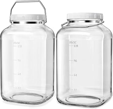 Absovetu Large Glass Storage Jars with Lids Airtight 5.7 Litre, 2 Pack