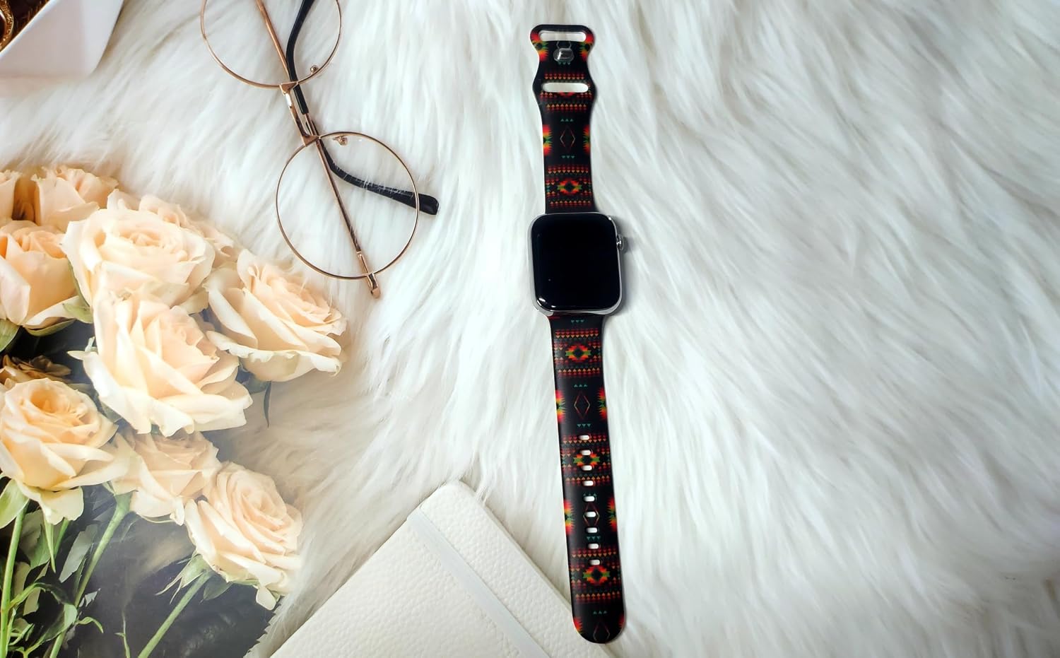 Native American Watch Band Compatible with Apple Watch, 38/40/41/42/44/45/ 49mm Silicone for IWatch Bands All Series image 4