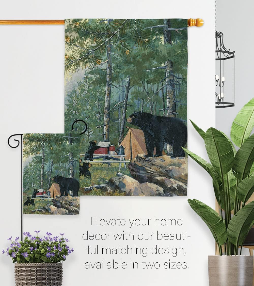 Breeze Decor G160044 Bears Campsite Nature Wildlife Double Side Decorative Garden Flag, 13" x 18.5" inch, Multi-Color