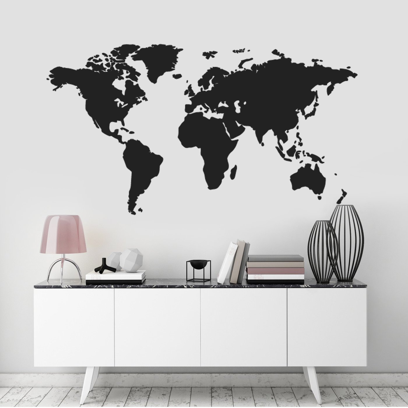 World Map Wall Art Sticker, Modern Room Decor, Removable Vinyl Decal — image 1