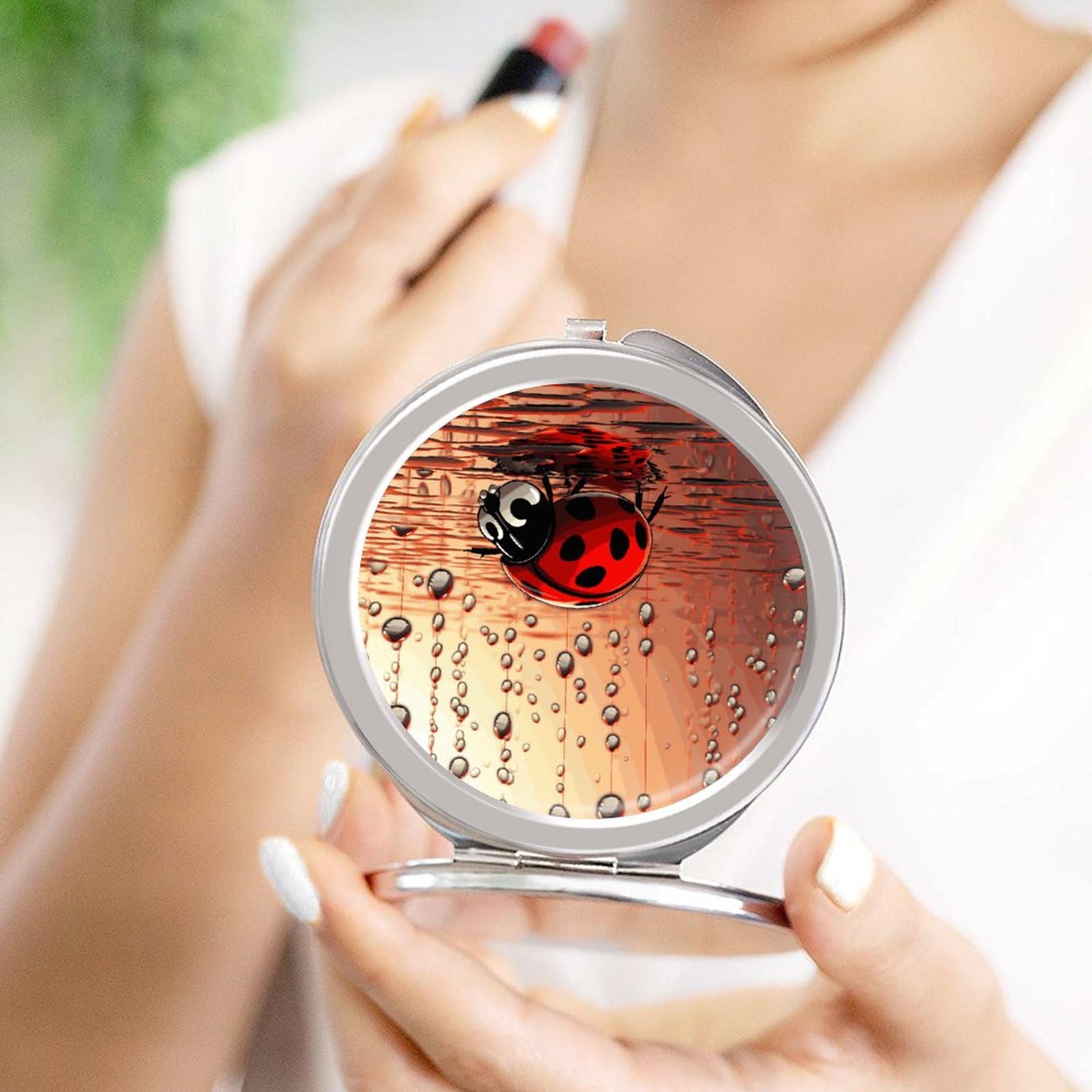 Amazon.com: GFLFMXZW Art Ladybug Tracks Travel Makeup Mirror, 1x