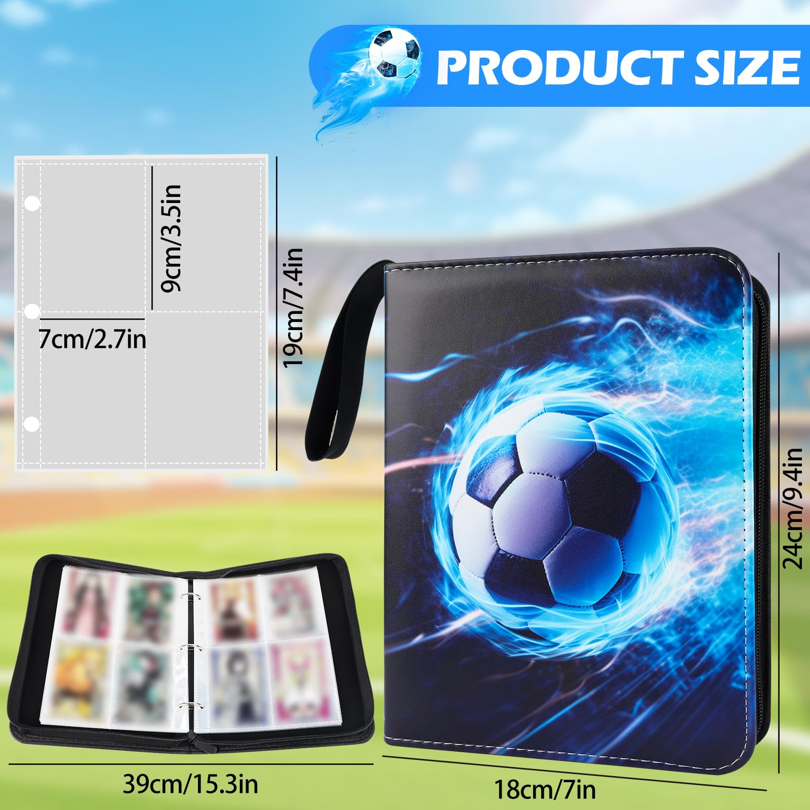 Raccoglitore Per Carte Da Calcio Con 400 Tasche – Album In PU Con Cerniera E Maniglia, Per Collezionisti