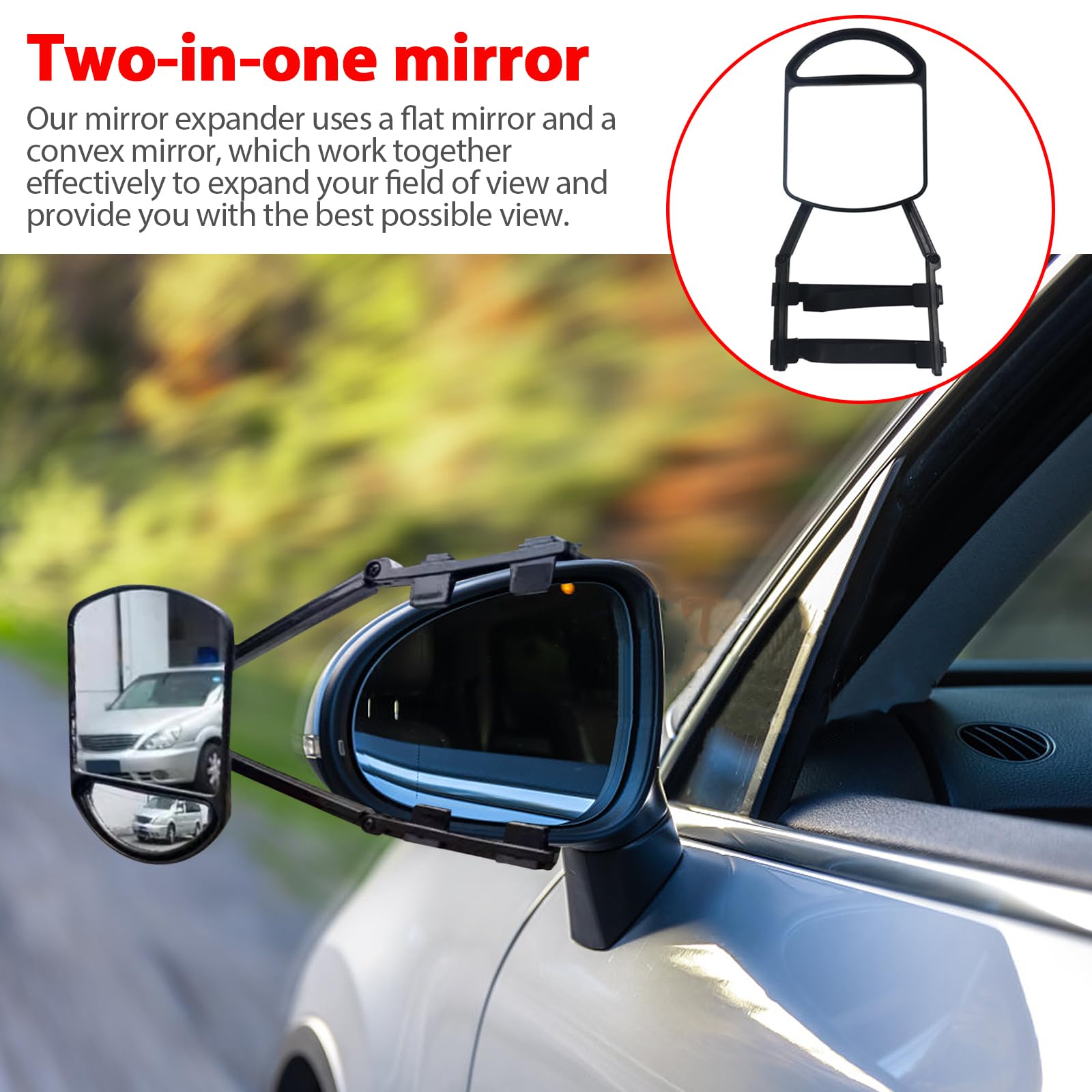VOBOR 2Pcs Espejos Caravana Coche, Espejo para Remolque de Automóvil, Espejos Retrovisores Universales de Extensión Negra para remolques caravanas campamentos