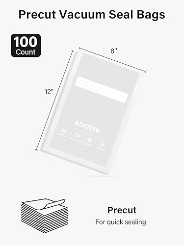Miniatura 2 de Kootek Bolsas selladoras al vacío para alimentos, bolsas de sellado al vacío de 100 cuartos de galón de 8 x 12 pulgadas, bolsa de vacío de alimentos
