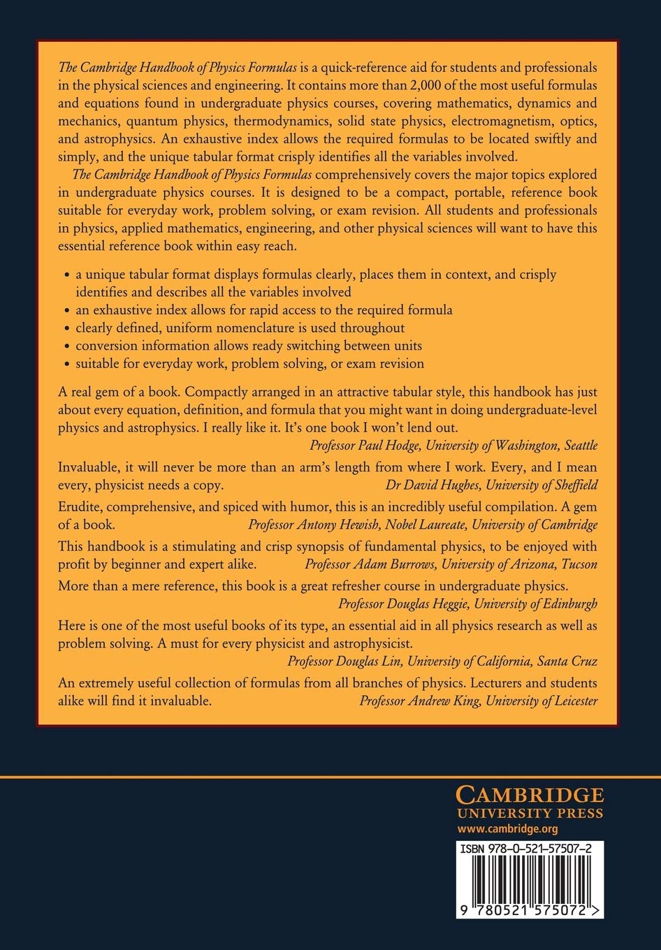 The Cambridge Handbook of Physics Formulas