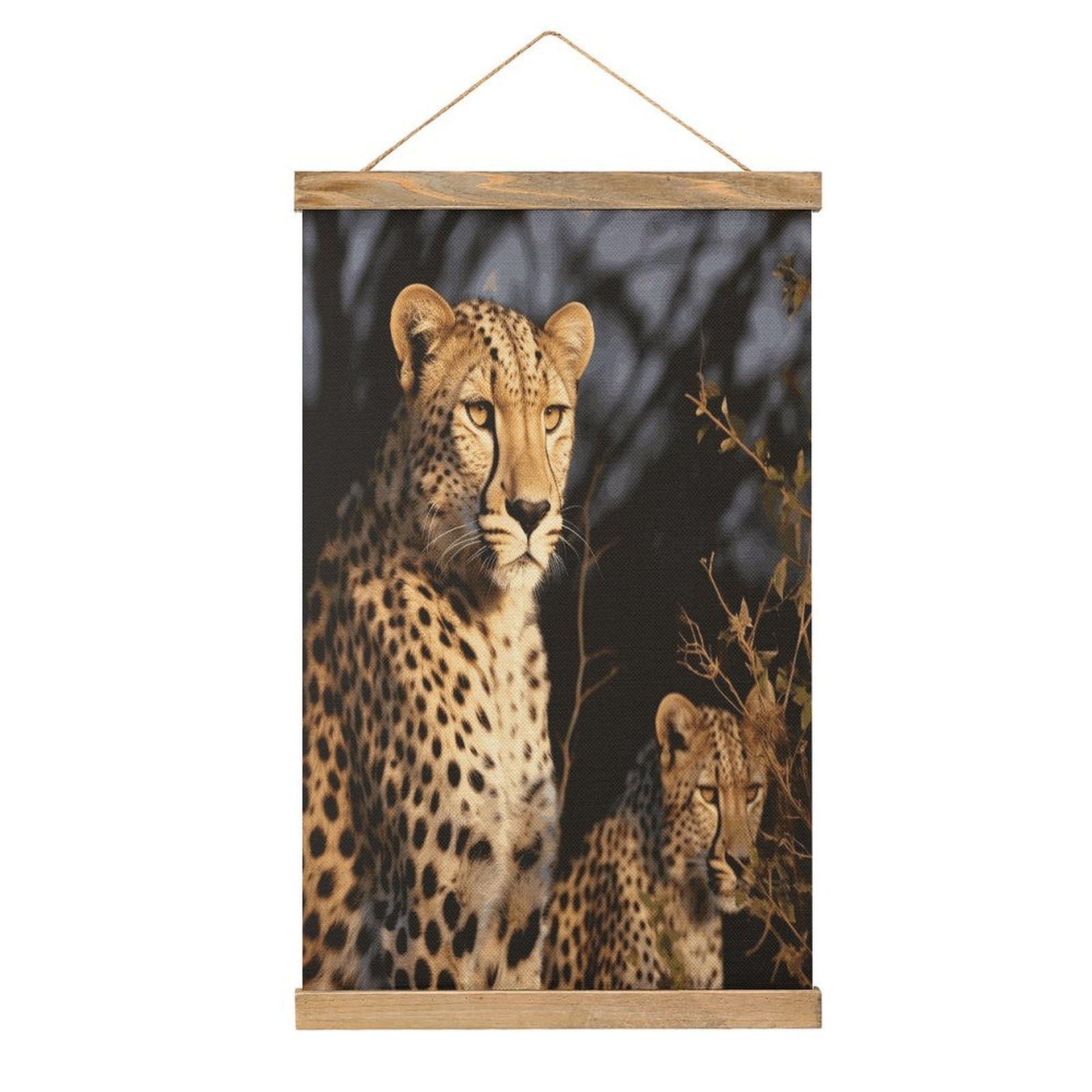FekiLoot Wild Animal Leopard Linen Hanging Painting Vintage Poster Hanger Frame Wall Decor Art Painting Printed on Linen Without Fading Living Room Office Bedroom Playroom Apartment Decor