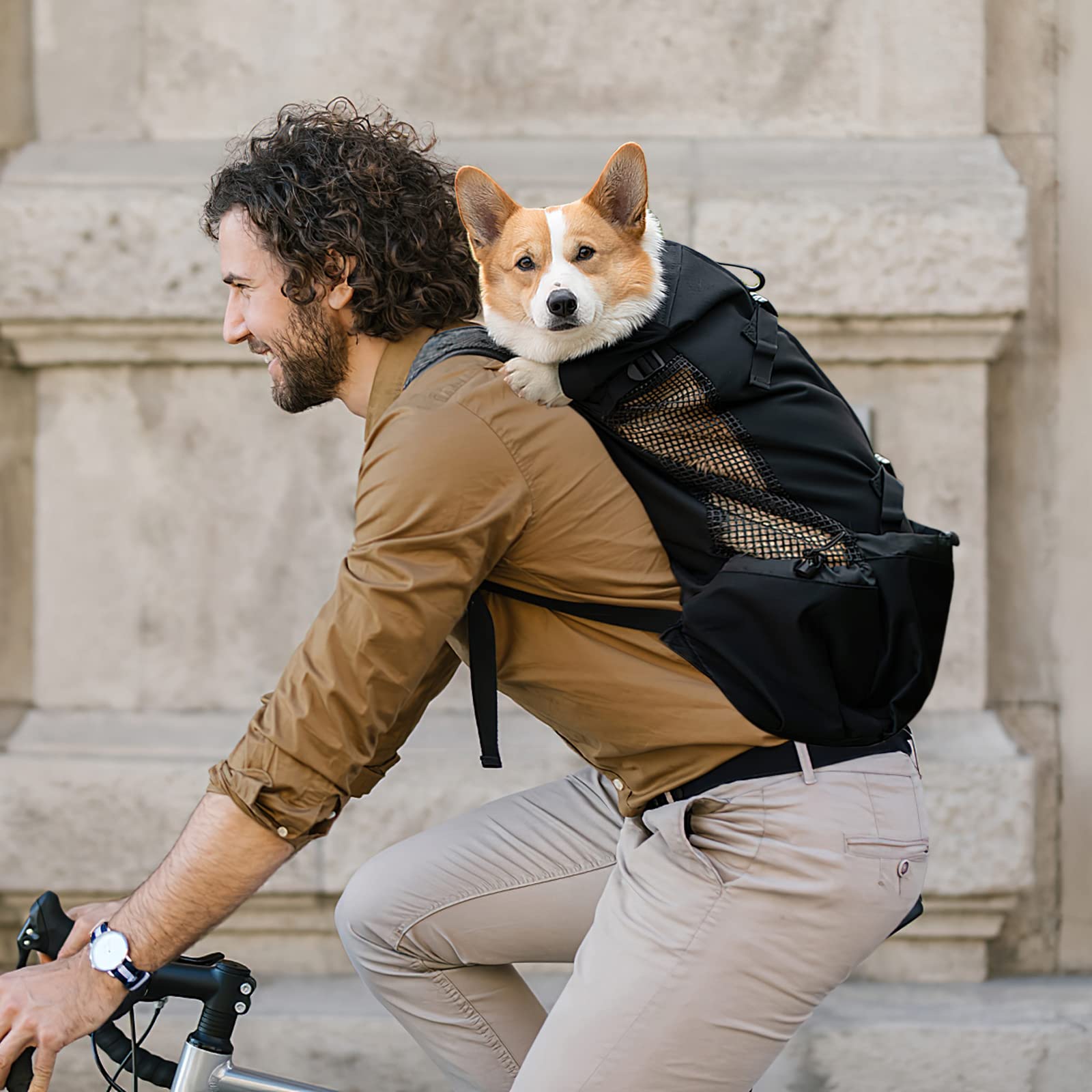 Galatée Zaino Per Cani, Zaino Per Cani Regolabile Portatile, Zaino Per Trasportini Ventilato, Zaino Per Animali Domestici Per Passeggiate All'Aperto Escursionismo Alpinismo Viaggi(XL, Nero)