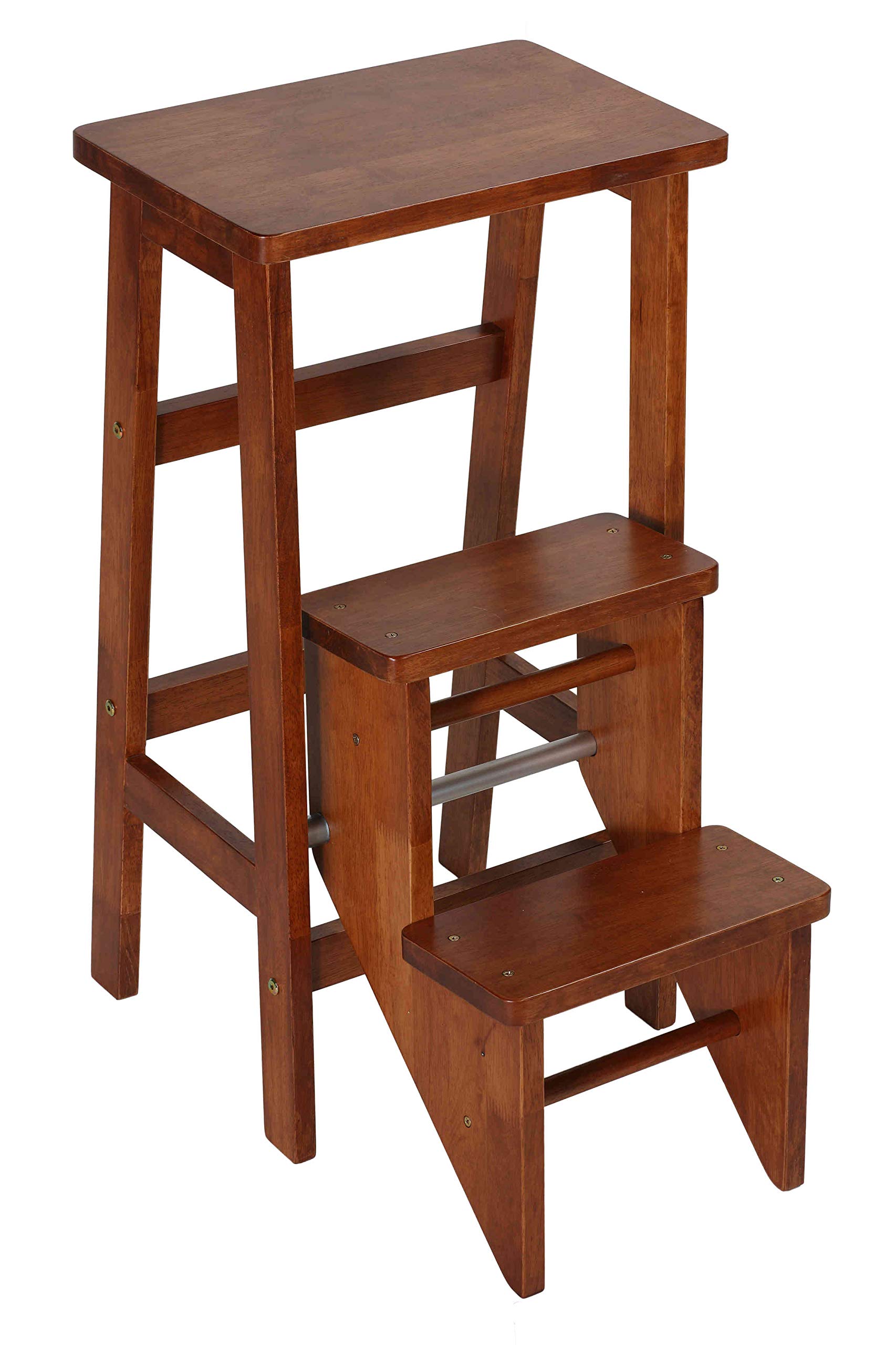Cortesi Home Druzi Stepstool 3 in 1 Design, Barstool, Stepstool, Ladder, Oak Color
