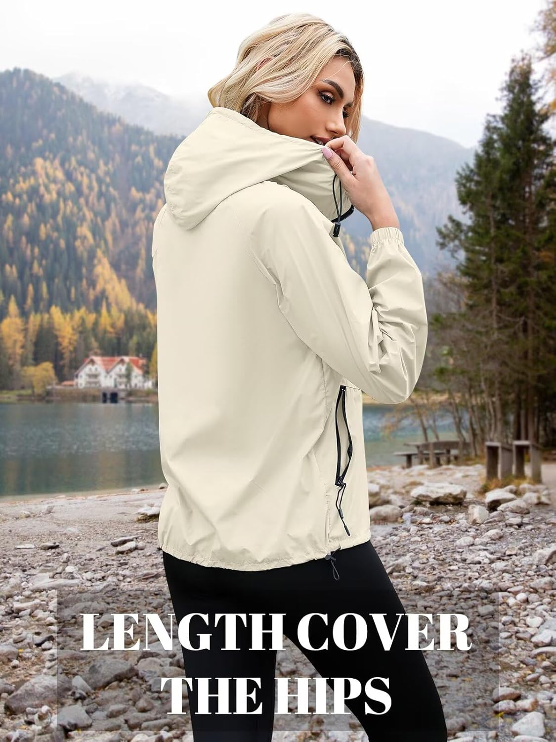 PITINAN Lightweight Rain Jacket Women Packable Wind Breaker Light Rain Jacket Women Waterproof Travel Raincoat S-XXL - Image 3