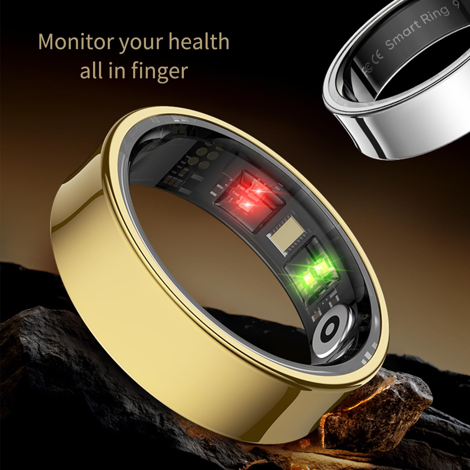 Anillo inteligente para mujeres y hombres, rastreador de sueño con monitoreo SPO₂/HRV, resistente al agua hasta 5 ATM, sin tarifa de suscripción, batería de 7 días para iOS y Android