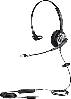 USB Headset with Noise Cancelling Microphone Computer Headset with Mic Mute for Call Center PC Skype Teams Soft Phone Business Calls Voice Recognition Speech Dictation