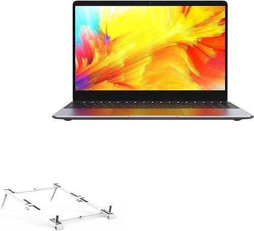 BoxWave Stand and Mount Compatible with Chuwi GemiBook XPro - Pocket Aluminum Stand 3-in-1, Portable, Multi Angle Viewing Stand - Metallic Silver