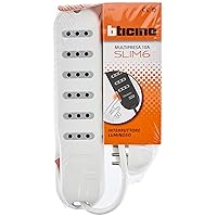 BTicino 3630DB Ciabatta Multipresa Slim6 Appendibile, 6 Prese 10A con Interruttore Laterale Luminoso
