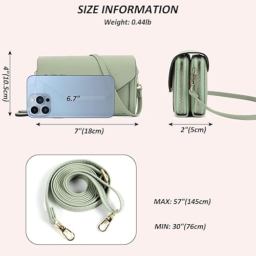 Vista 3 de TANTOMI Small Crossbody Bag for Women Vegan Leather Cell Phone Purse Crossbody Wallet with Adjustable Strap Verde claro