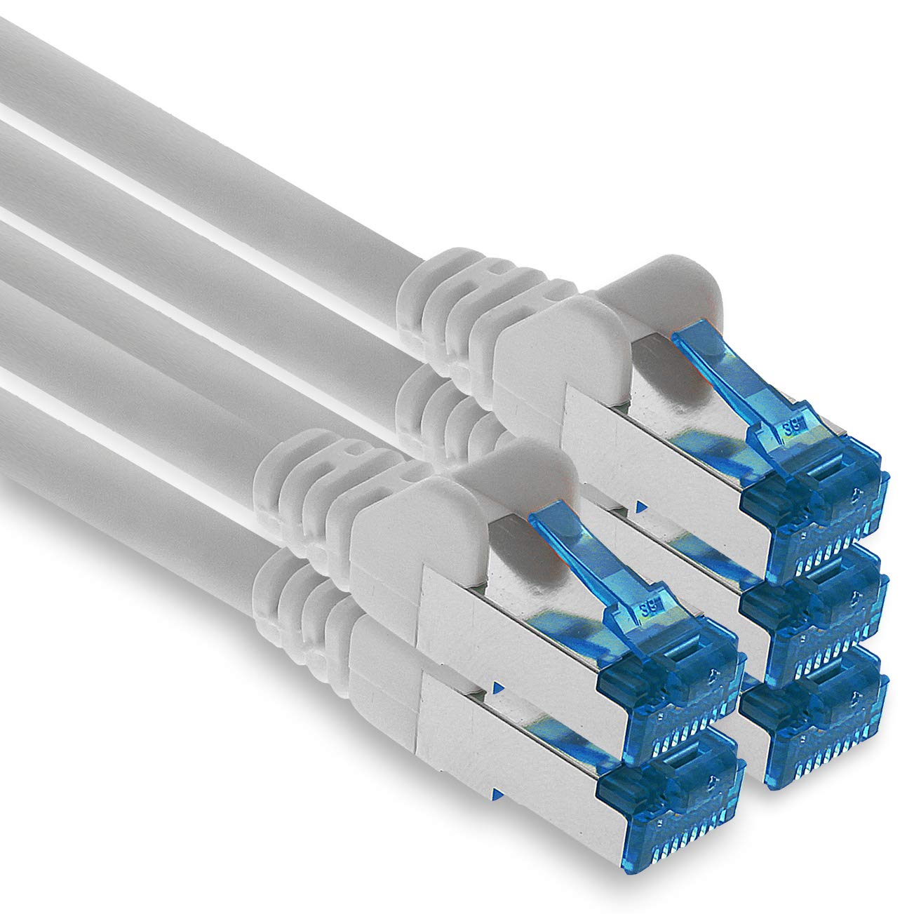 1aTTack.de Patchkabel – 5X 7,5m Ethernet, Netzwerk, Lan Kabel CAT6a (für Gigabit Netzwerke, Router, Switch, Modems mit RJ45 Eingang – weiss)