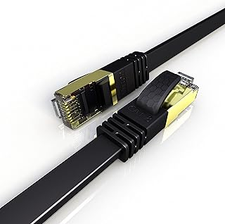 Veetop 1m Flat Cat8 Ethernet Cable, 26AWG Cat 8 Network Internet Lan Cable High Speed 40Gbps 2000Mhz Gigabit SSTP RJ45 Gold Plated Connector for Router, Modem, Switch, Xbox,Gaming,TV Box,Data Center