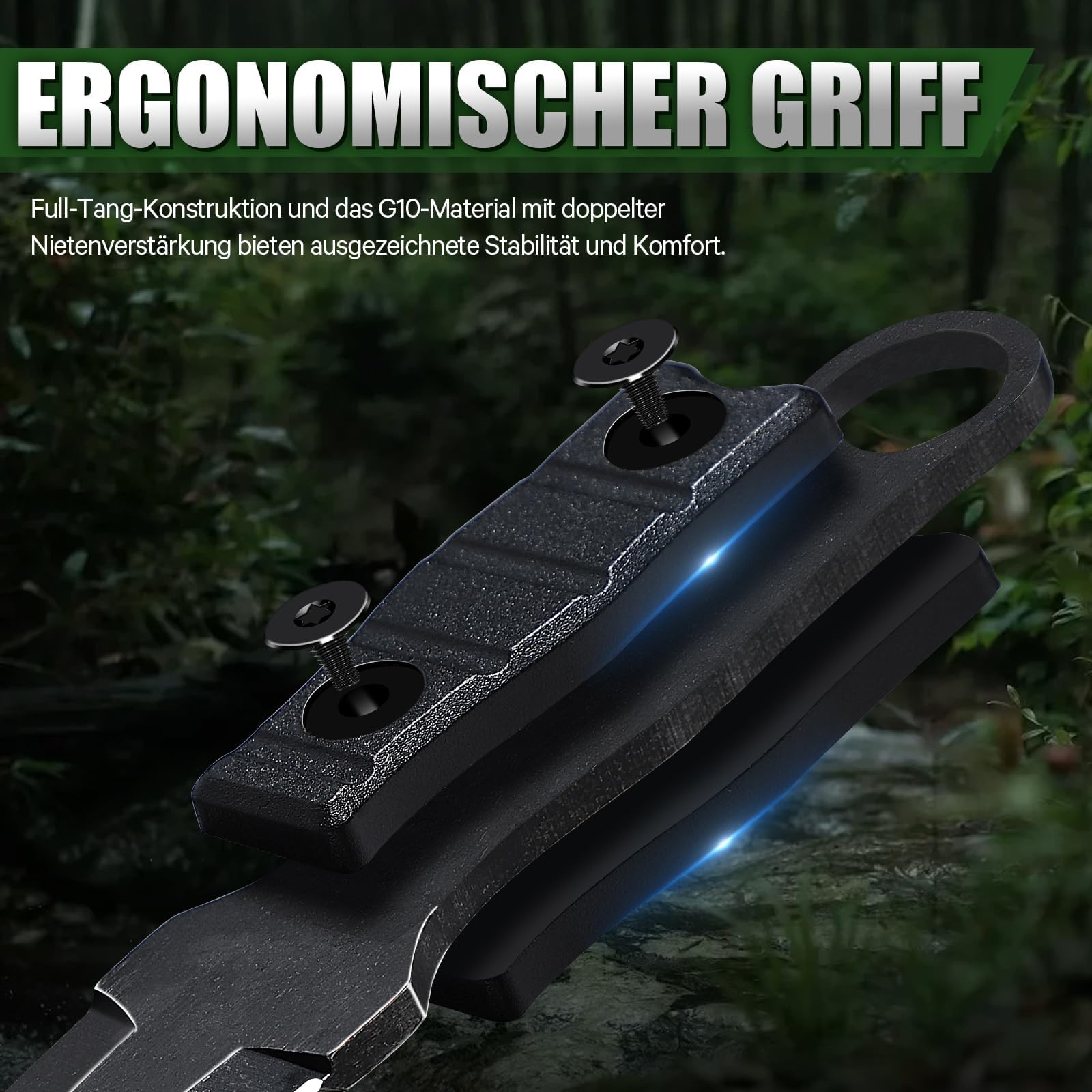Klein Zweier-Pack Survival Messer,Messer Outdoor,Full Tang Jagdmesser Feststehende Klinge aus Edelstahl, Bushcraft Messer mit Kydex Scheide,Geschenk für Männer