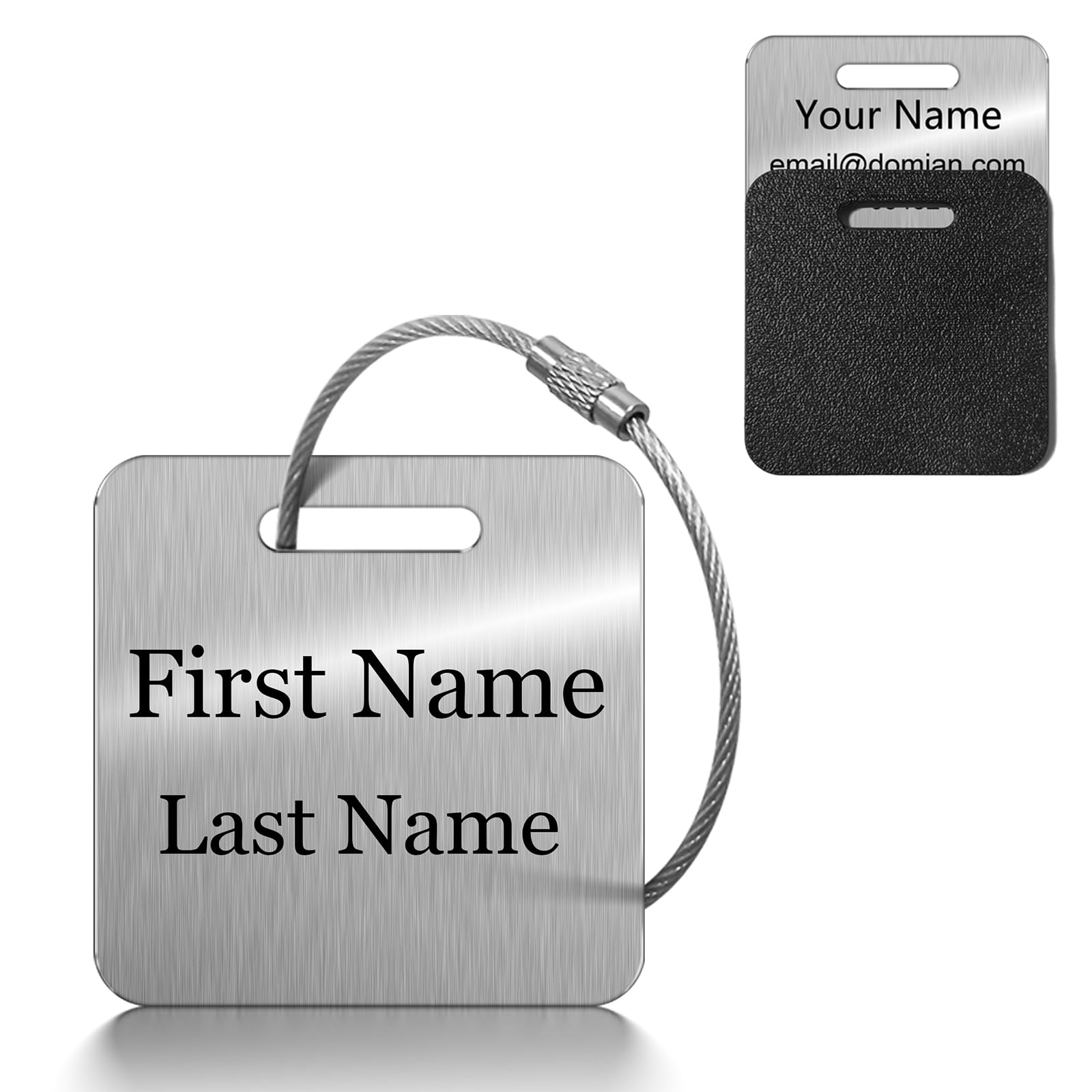 Stainless Steel Personalized Luggage Tags for Suitcases - Custom Name ID Travel Tags for Luggage, Backpacks and Bags - Metal Travel Essentials