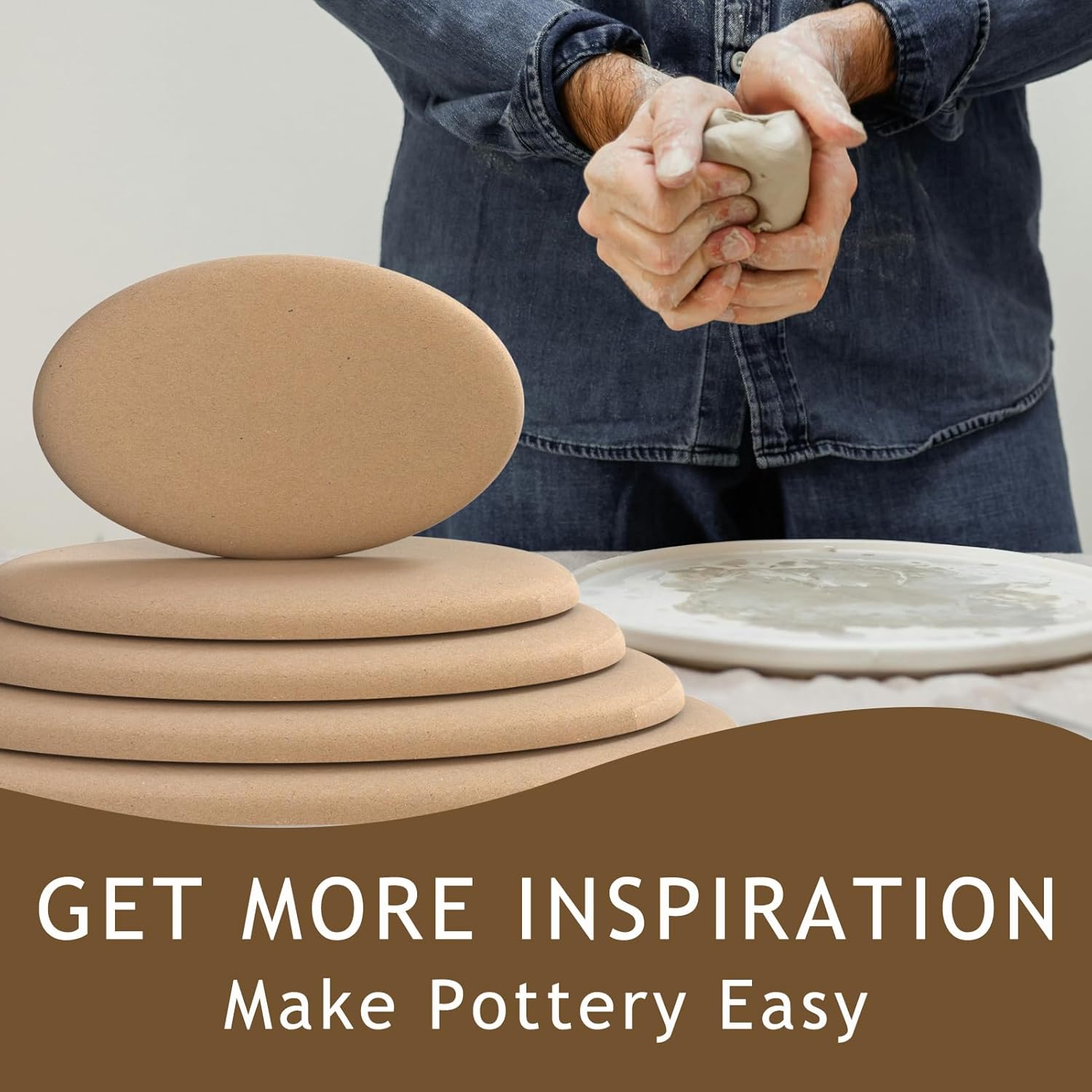 Oval Pottery Molds for Handbuilding - 5 Pcs Clay Slump Molds for Ceramic Plates, Brown, DB8-009