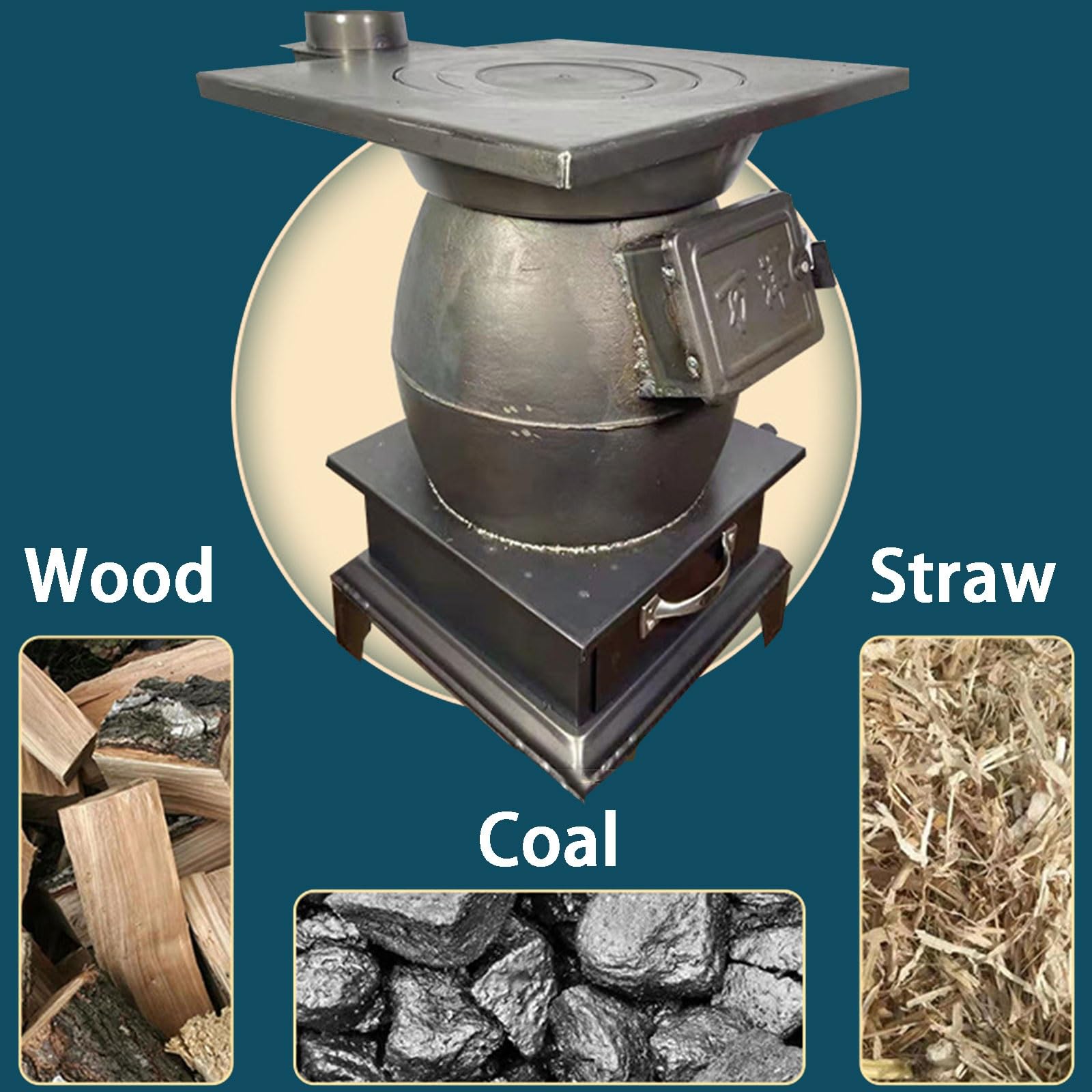 Stufa a Legna, Piccole stufe a Legna per Il Riscaldamento Domestico Stufa Multifunzionale per Riscaldamento/Cottura per Tenda e rifugio Domestico Combustibili Multipli Disponibili con Access
