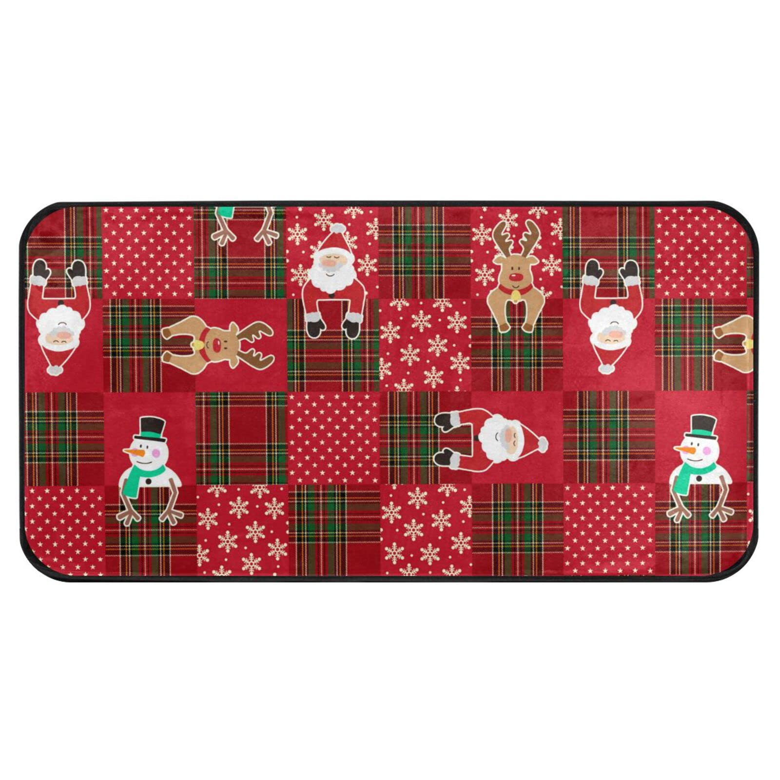 Christmas Kitchen Rugs, Christmas Snowman Santa Snowflake Doormat Bath Rugs Non Slip Area Rugs for Bathroom Kitchen Indoor 39
