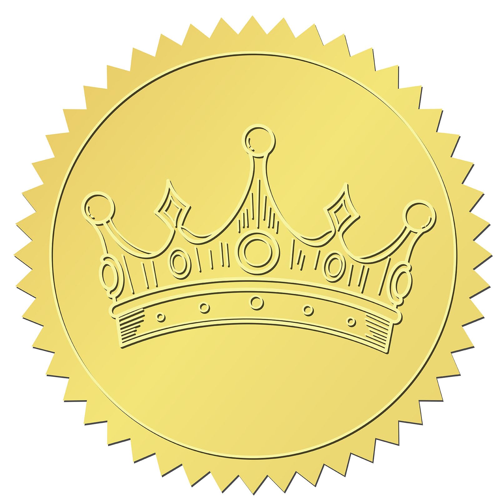 CRASPIRE 408Pcs Crown Gold Foil Embossed Stickers 2" Self Adhesive Envelope Embossing Round Official Seal for Invitation Gift Wrapping Wedding Corporation Graduation Certificates Diplomas Award