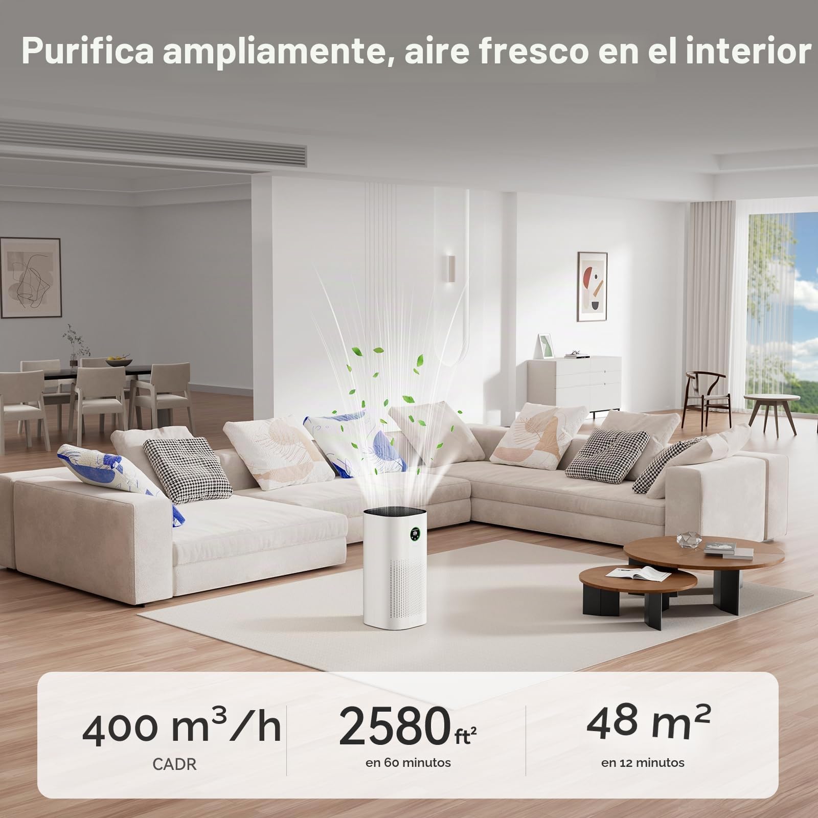 Purificador de aire con compatibilidad Matter, apto para Apple Home, Alexa, Google Home, filtro HEPA H13, prefiltro lavable, modo Eco (Purificador 240 m² con Matter)