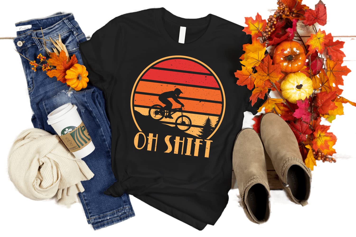 Oh Shift Mountain Biking Shirts for Men and Women, Gifts for Cyclist Riders, Funny Cycling Gifts Tshirt, Tees Unisex