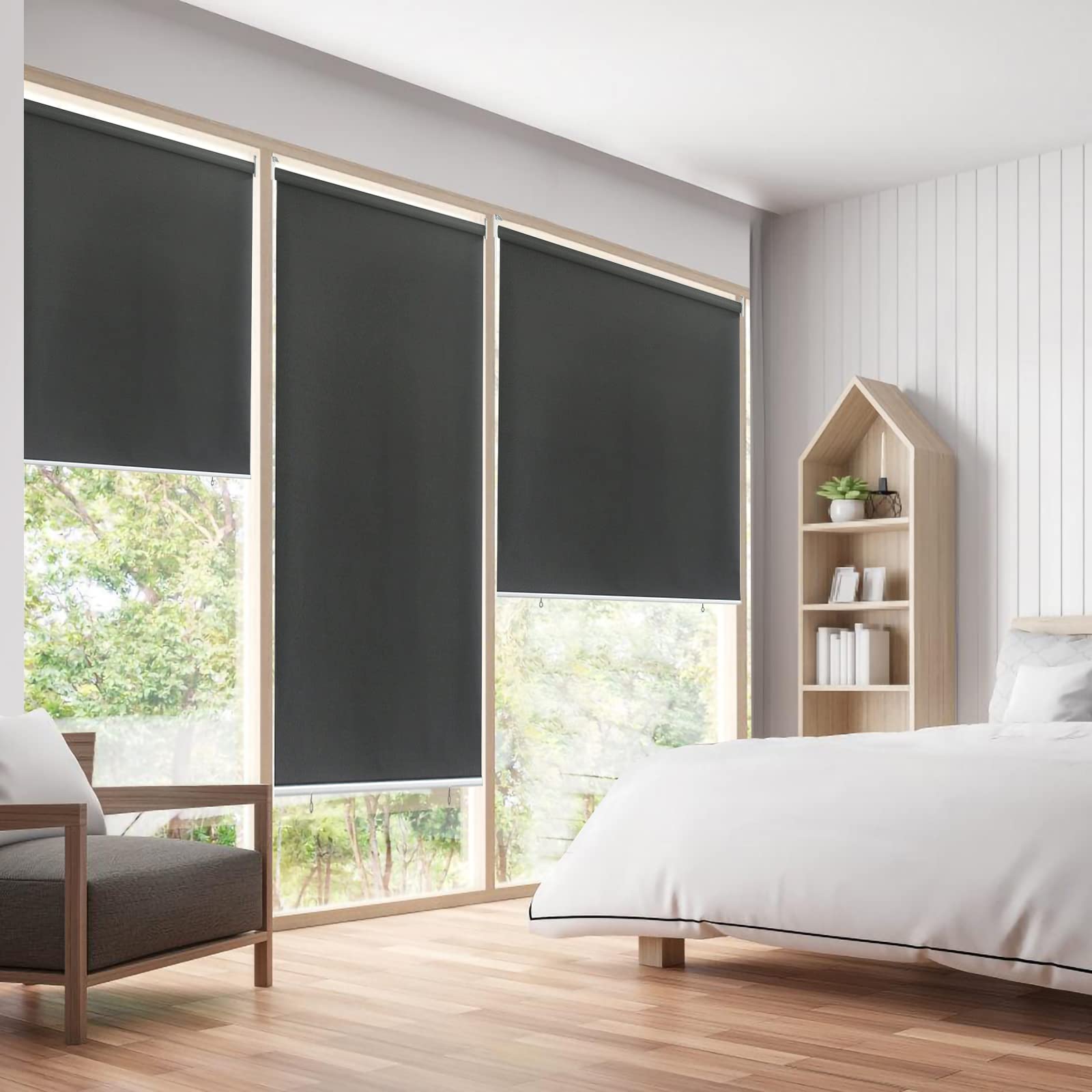 Store extérieur 100x240cm, Suspendre Store Vertical Exterieur, Store occultant sans percage, Protection UV, pour Balcon, Terrasse, Jardin(Anthracite)
