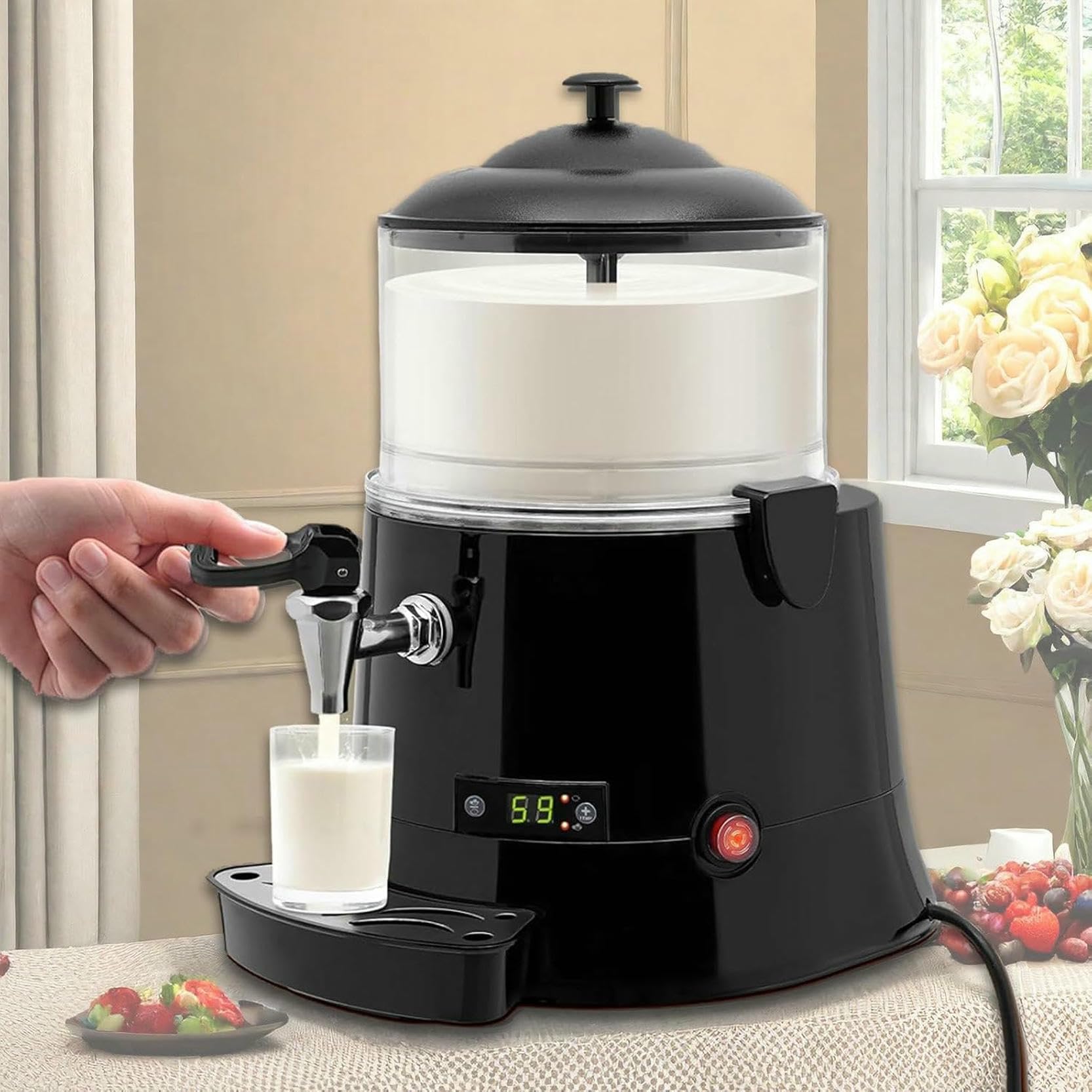 Warder Dispenser Hot Cioccola (30 ℃ -90 ℃), Grande Macchina da Fusione al Cioccolato 5L/10L, Macchina da Produttore di Cioccolata Calda Commerciale da 400 W con Display Digitale A LED