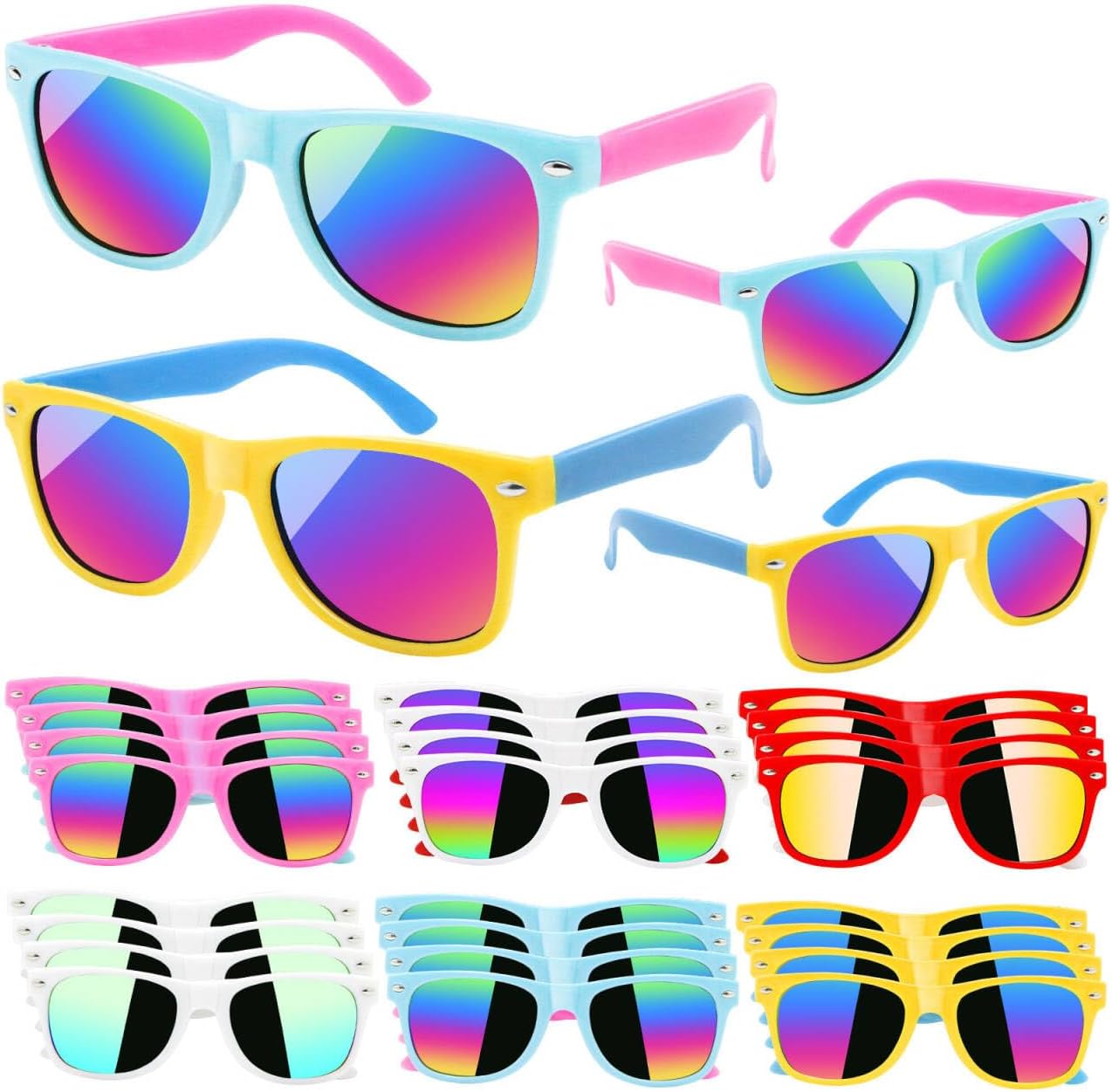 ZMCINER 24 Pack Kids Sunglasses Bulk, Neon Sunglasses for Kids Boys and Girls, Summer Party Supplies, Beach Pool Party Favors, Great Gift for Birthday Graduation Party Supplies