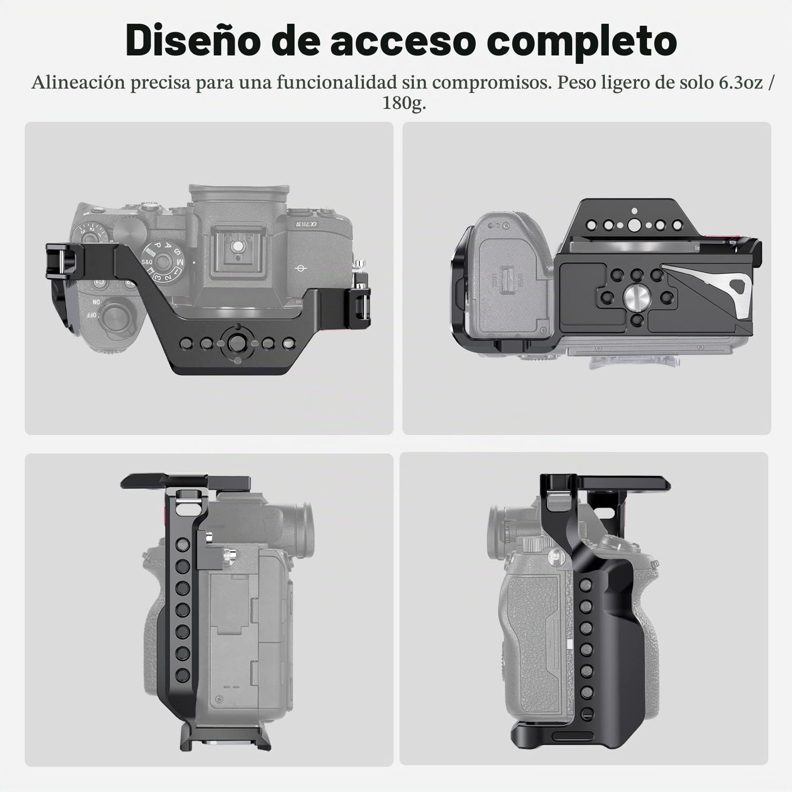 NEEWER Jaula A7 IV para cámara Completa Compatible con Sony Alpha 7R IV/a7 IV/a7S III/a1, aleación de Aluminio con Acceso/Arca Type QR Base Cambio rápido, Compatible con estabilizadores dji RS, CA004