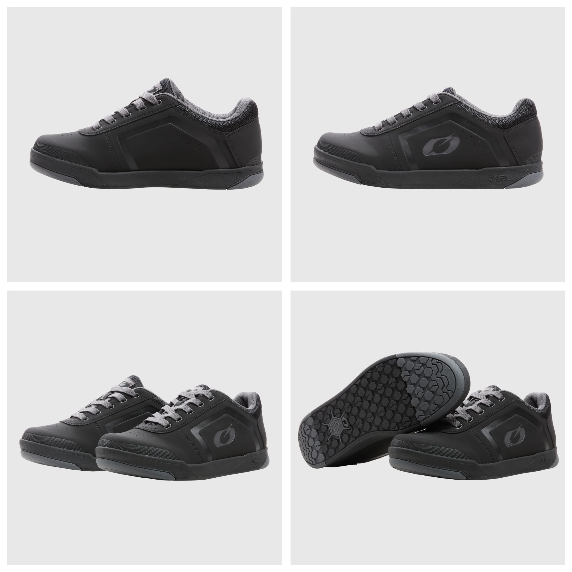O'NEAL | Zapatillas de Bicicleta de Montaña | MTB Downhill Freeride | Equilibrio Entre el Agarre y el reposicionamiento del pie | Zapato de Pedal Plano con Clavos Edición TBS | Adulto | Negro Gris