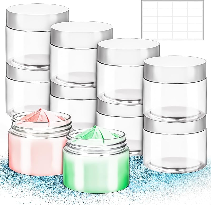 MotBach Frascos plásticos redondos transparentes com tampas de rosca, 180 mL, Pacote com 10